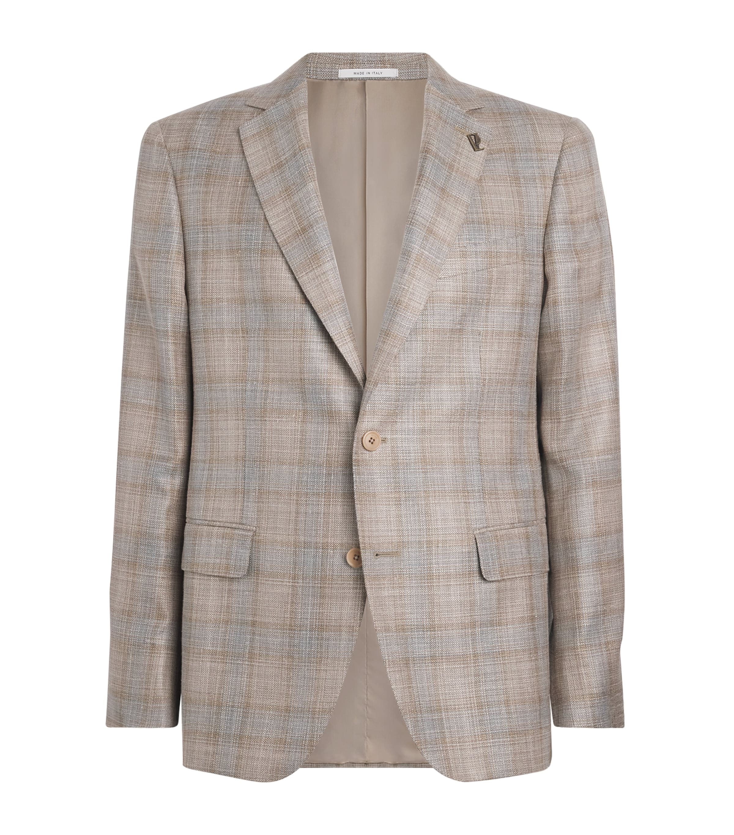 Pal Zileri Mens Wool-Silk-Linen Vicenza Blazer Light Brown Image 1