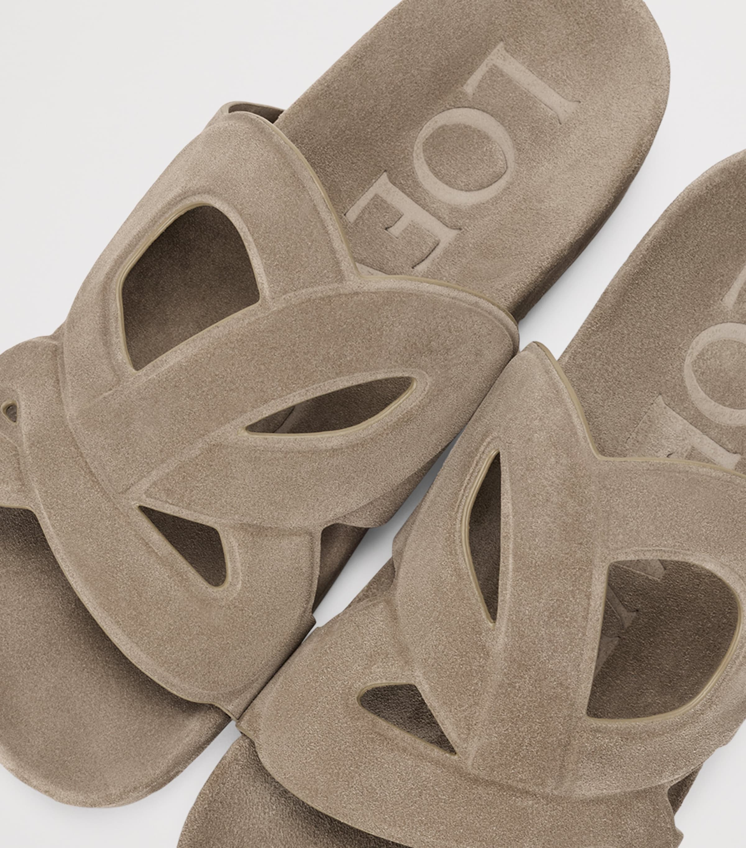 LOEWE x Paula's Ibiza Leather Monogram Ease Slides Stone Grey Image 4