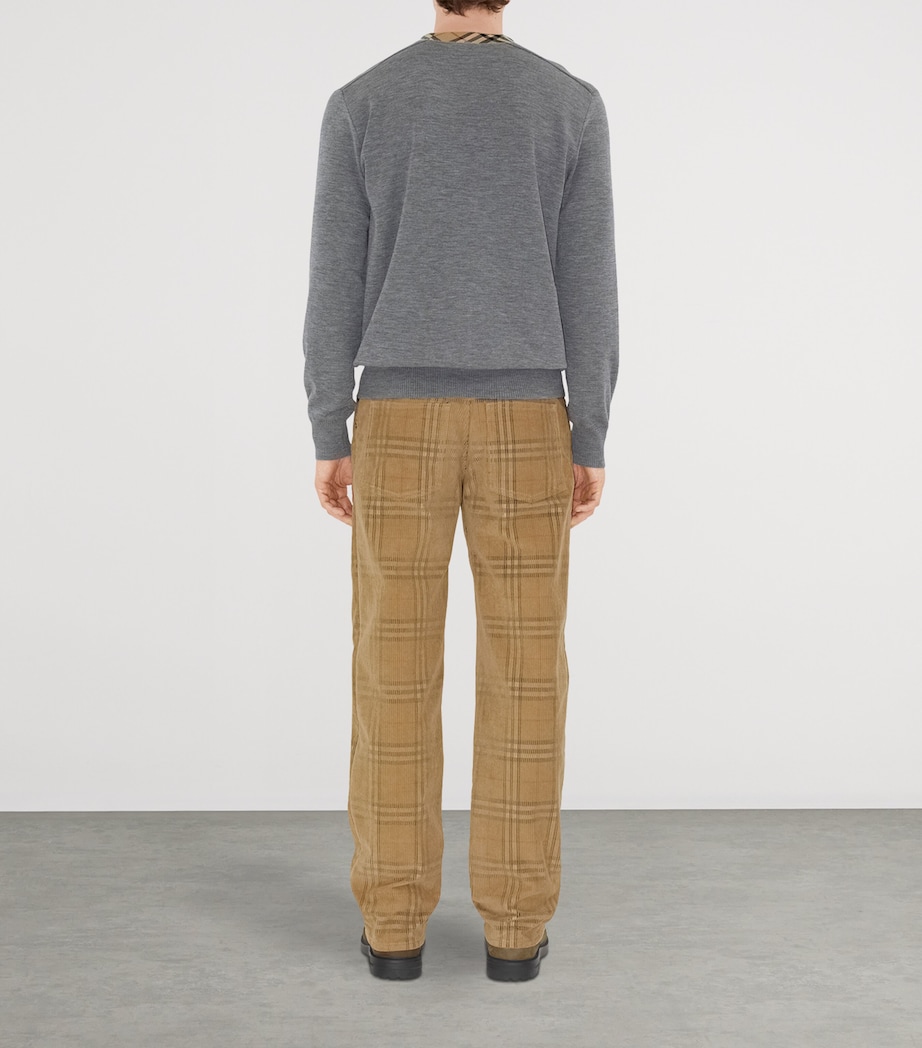 Wool Check-Trim Sweater GREY Image 4