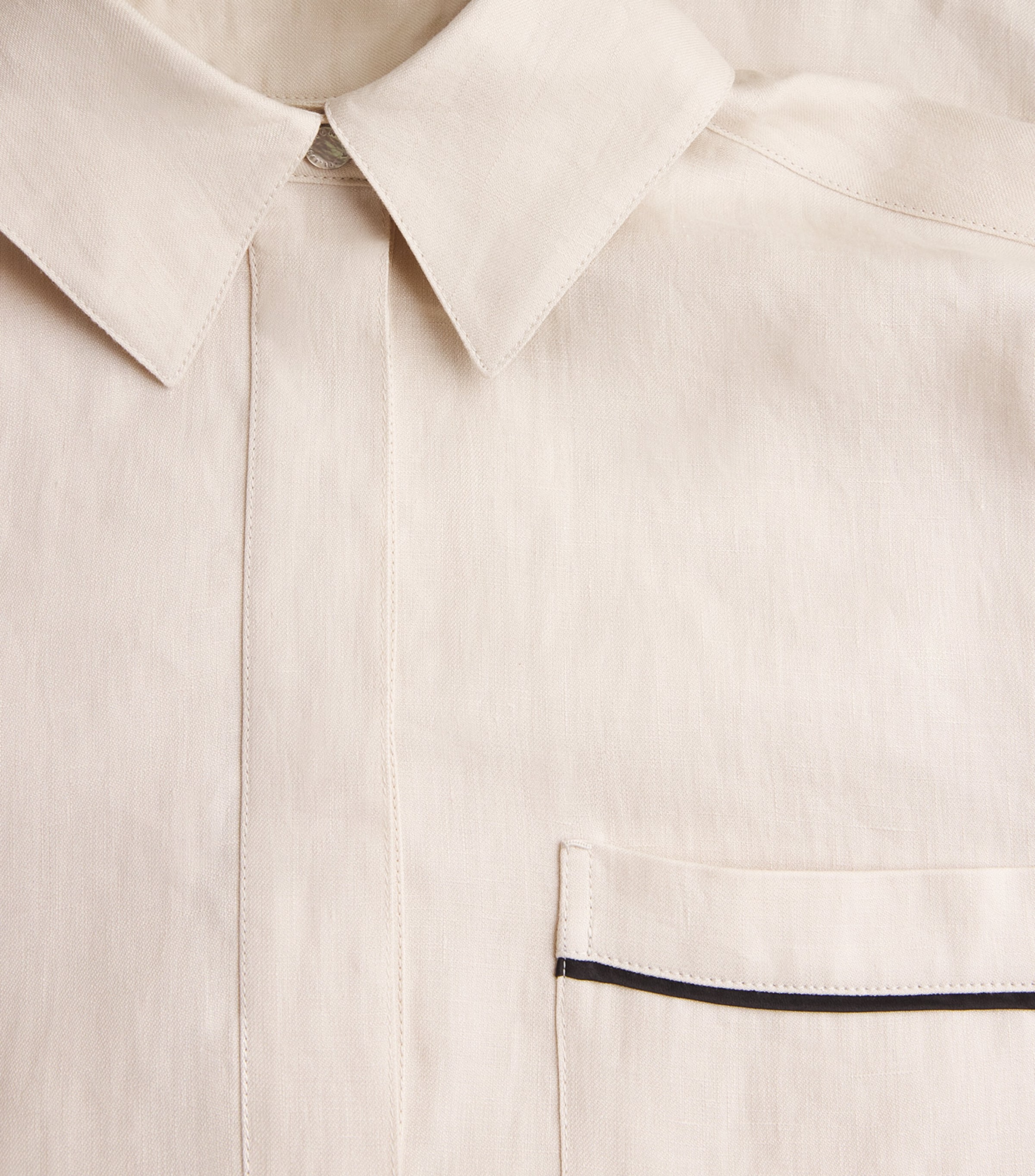 Agnona Womens Linen Half-Placket Shirt Beige Image 6