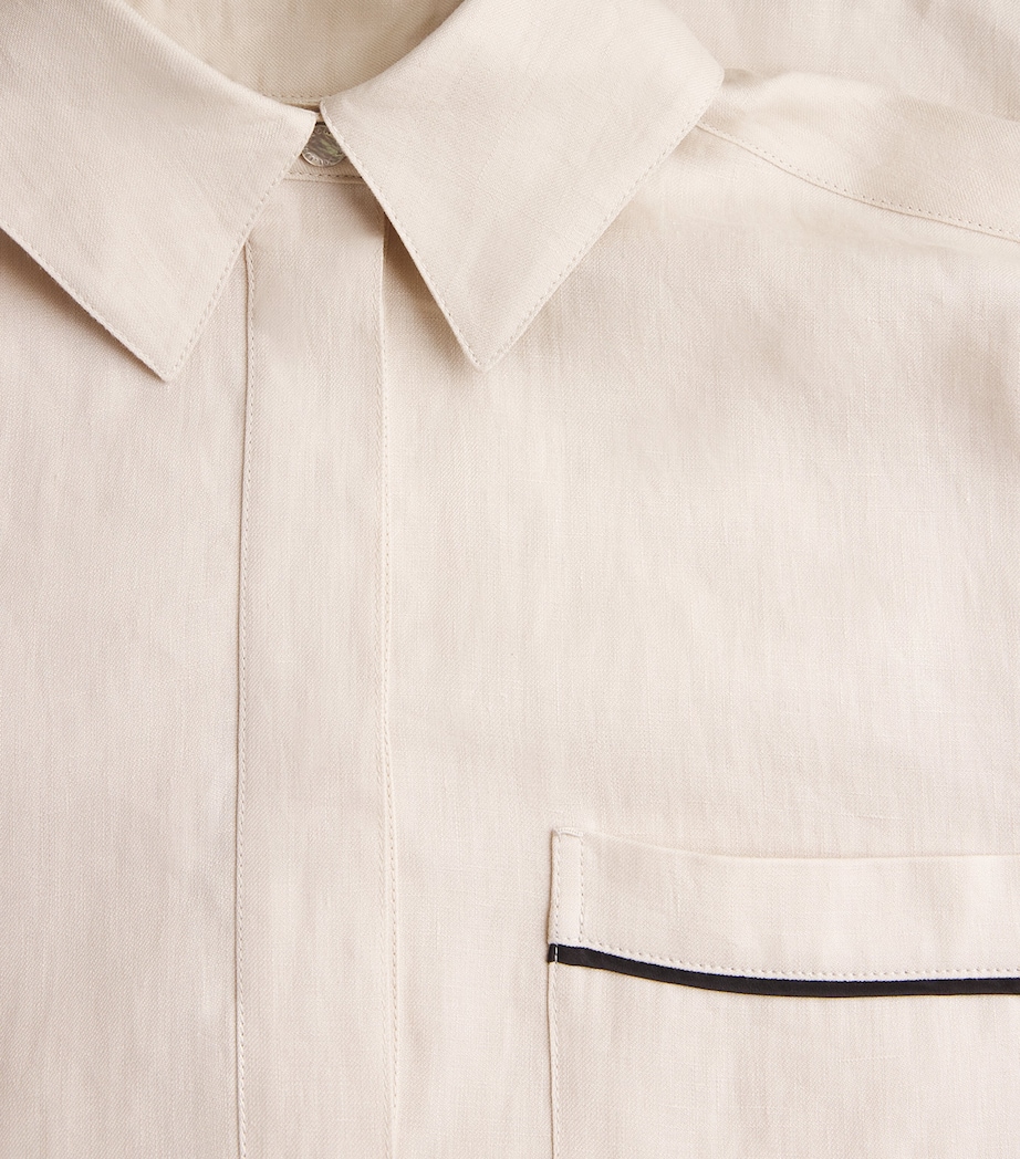 Agnona Womens Linen Half-Placket Shirt Beige Image 6