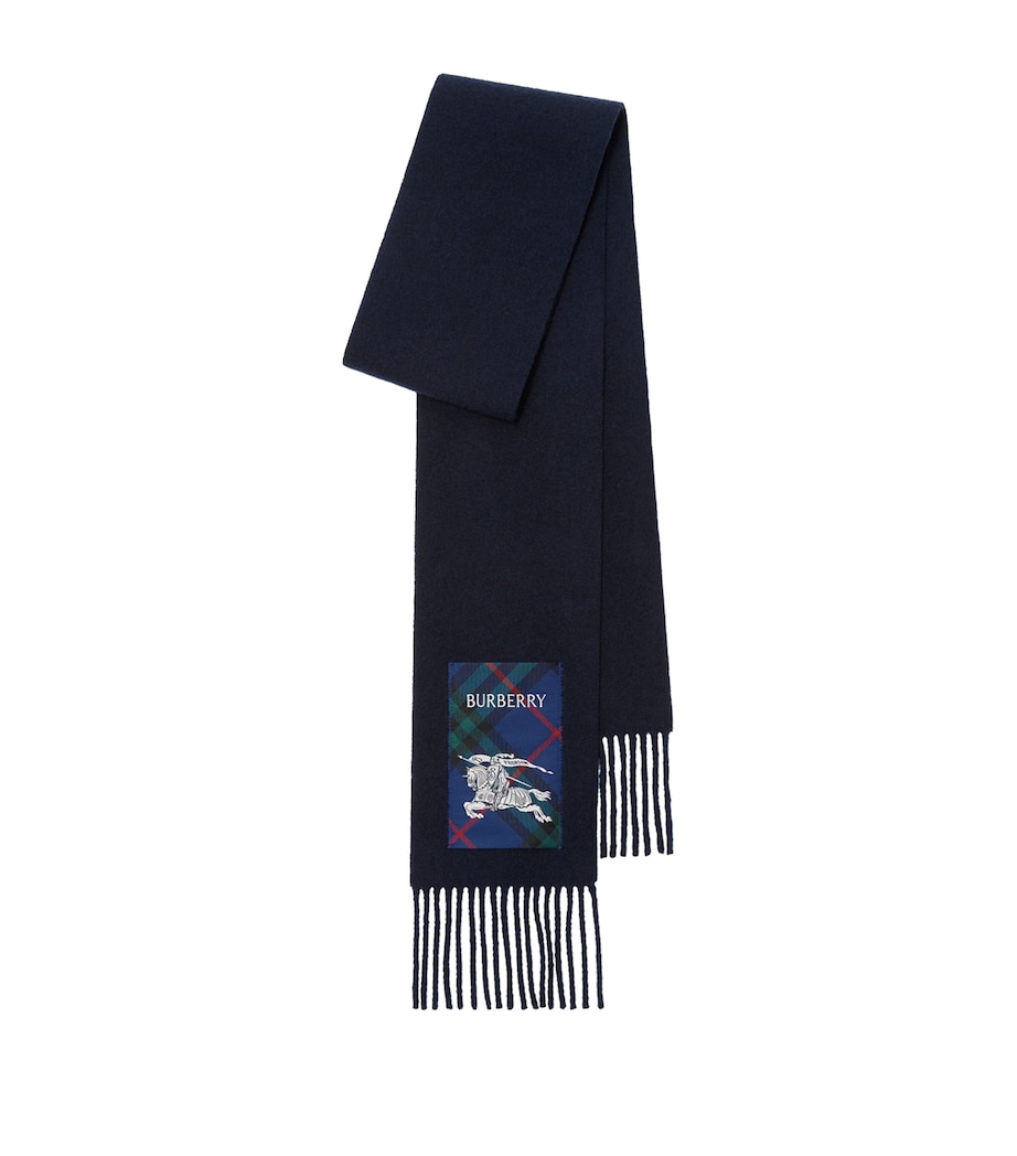 Cashmere Check Patch Scarf BUGLE BLUE Image 1