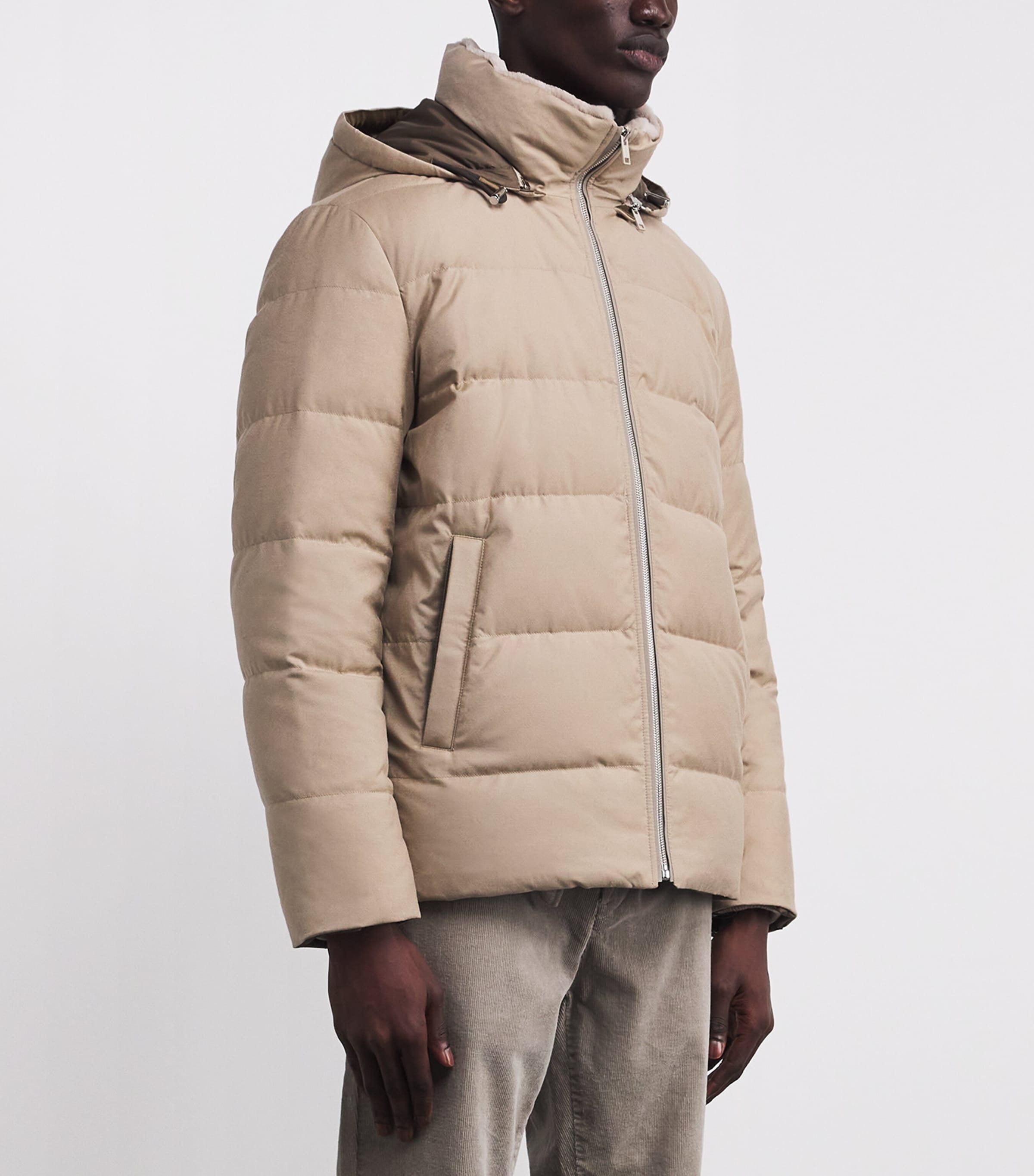 Wool-Silk Green Storm System Mink-Trim Puffer Jacket A2068 DUNE Image 3