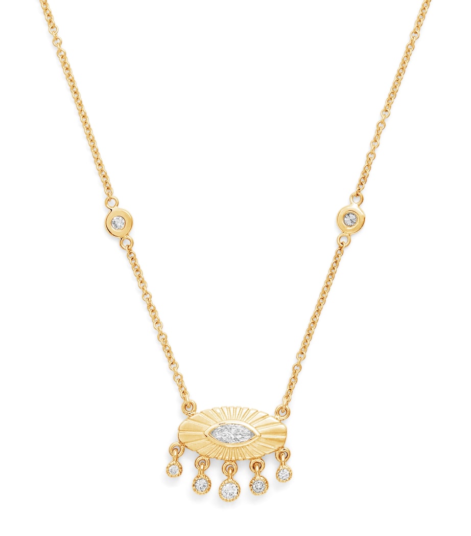 Yellow Gold and Diamond Evil Eye Shaker Necklace YELLOW GOLD Image 1