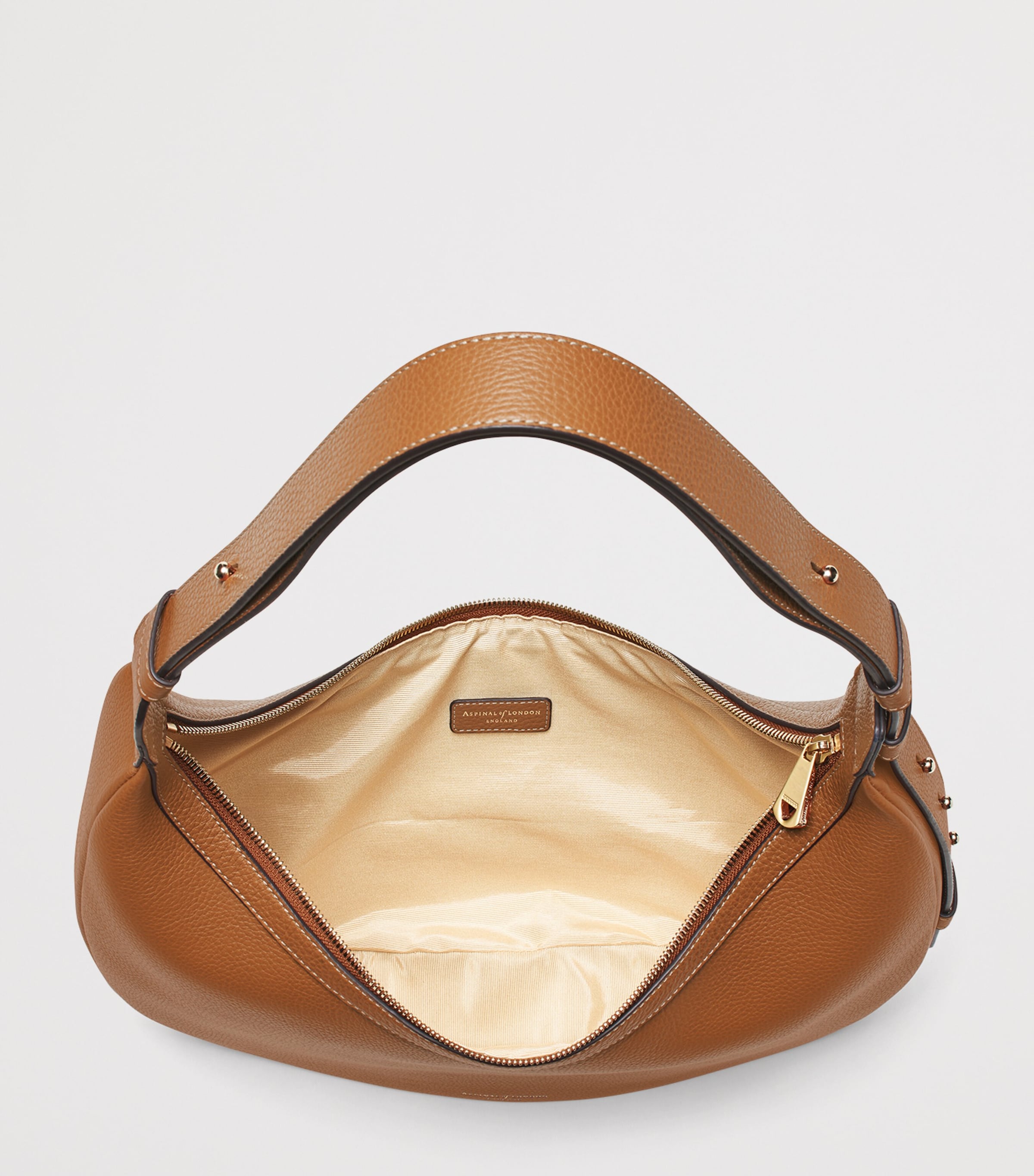 Leather Hudson Crescent Cross-Body Bag TAN Image 4