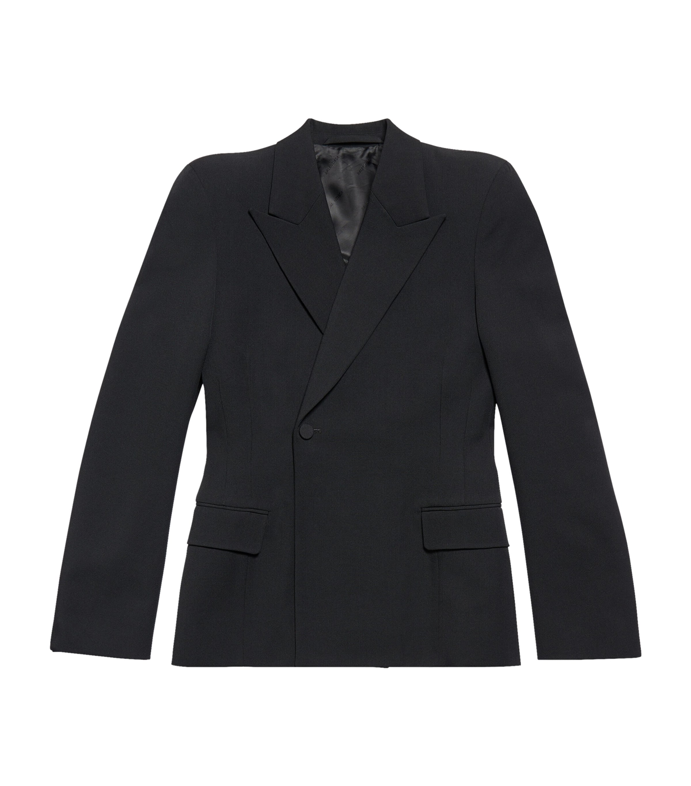 Balenciaga Notched-lapels Wool Blazer In Black
