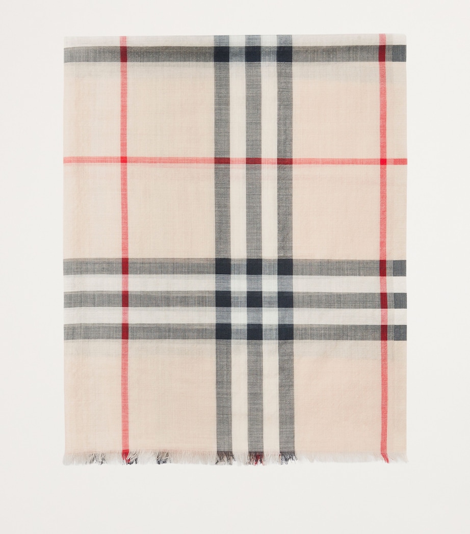 Wool-Silk Check Scarf STONE CHECK Image 4