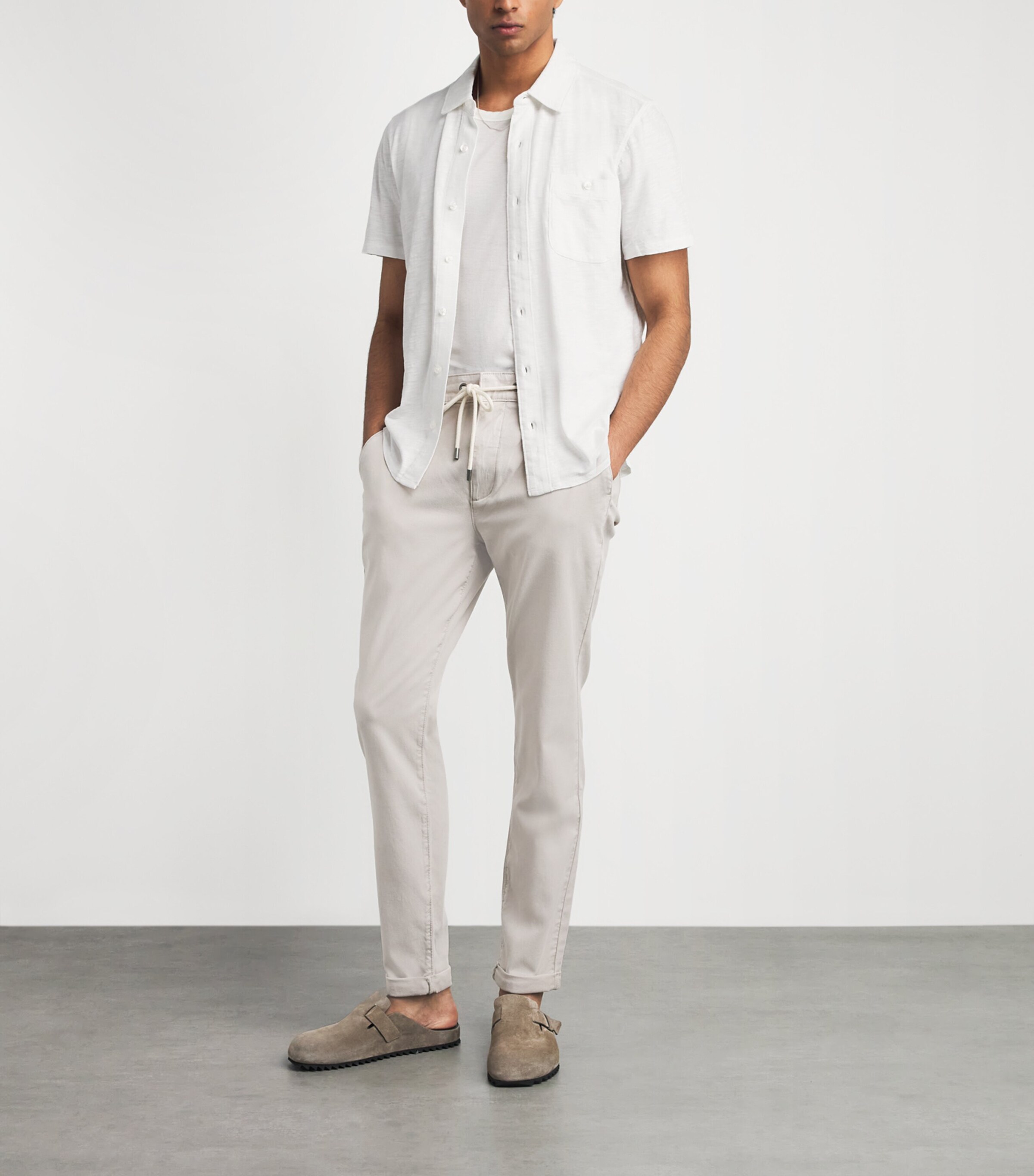 PAIGE Mens Cotton Carillo Polo Shirt Fresh White Image 2