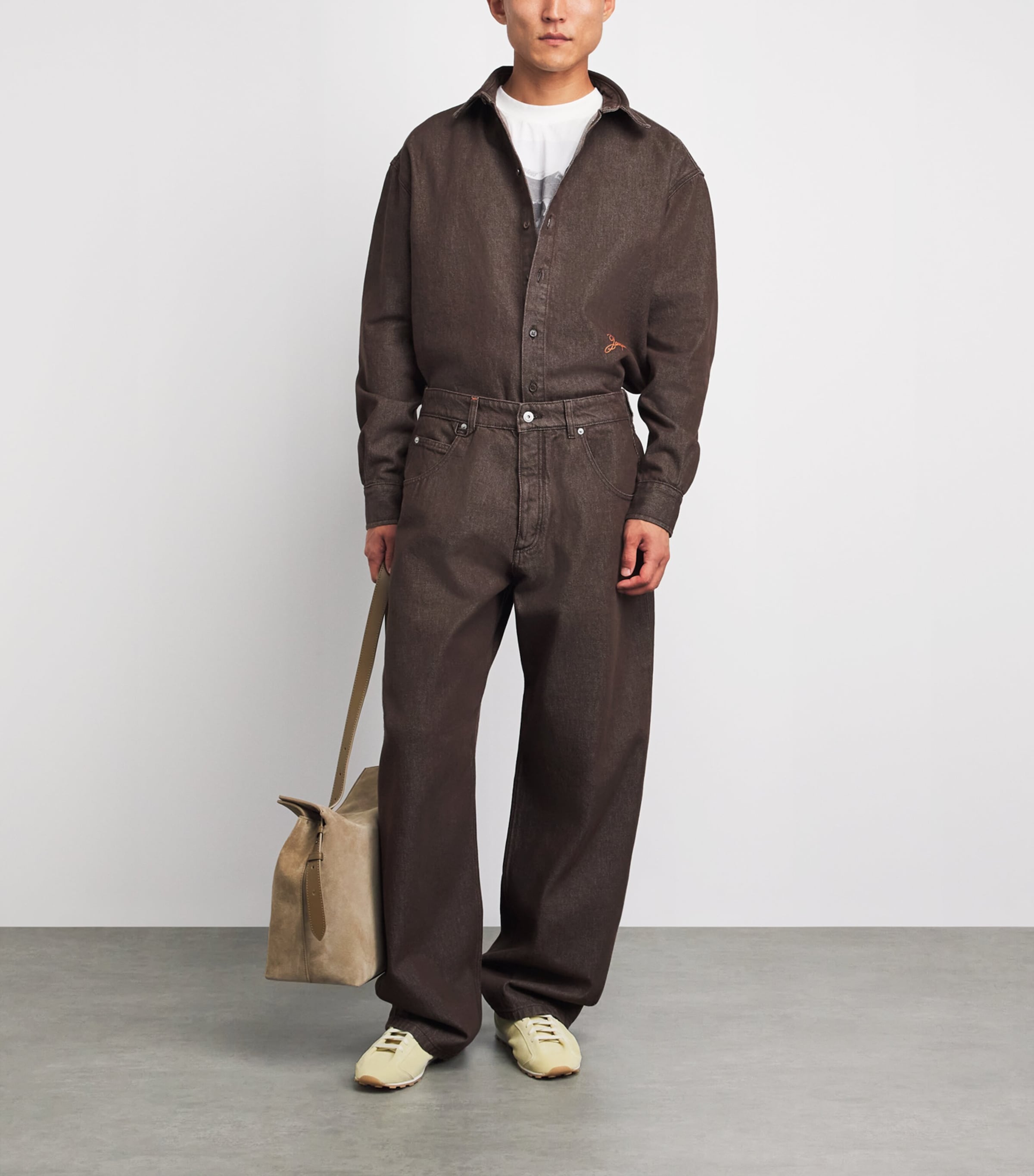 Jacquemus Mens Tempo Barrel Jeans Brown Image 2