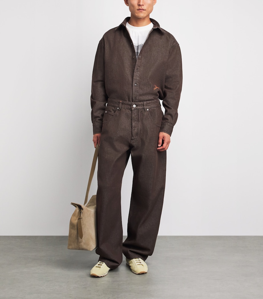 Jacquemus Mens Tempo Barrel Jeans Brown Image 2