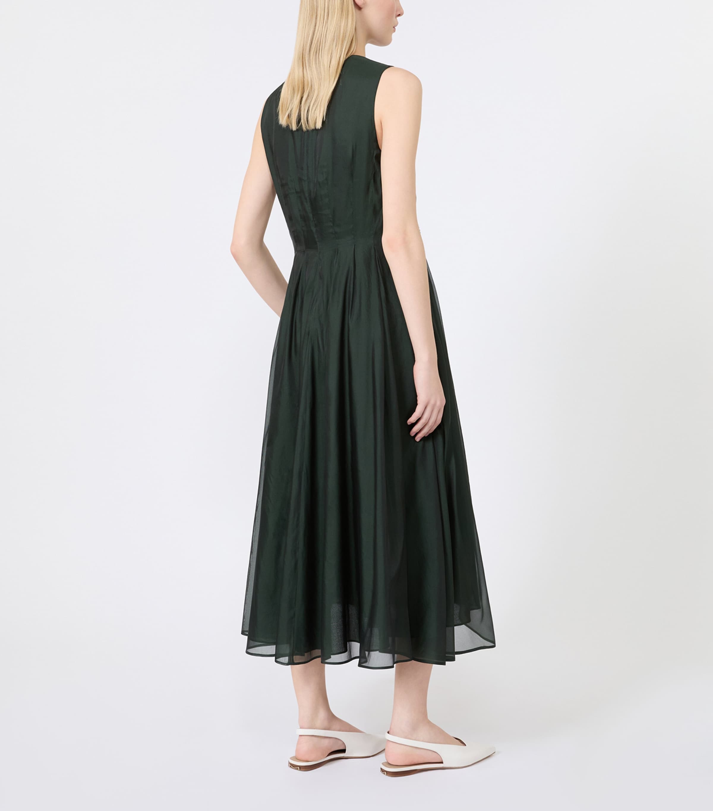 Max Mara Womens Silk-Blend Organza Fit-And-Flare Maxi Dress Moss Green Image 4