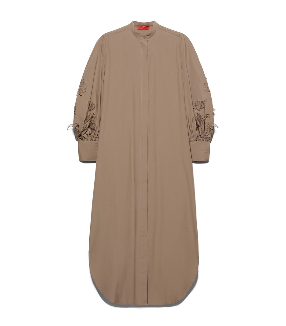 Cotton Appliqué Midi Dress COCOA Image 1