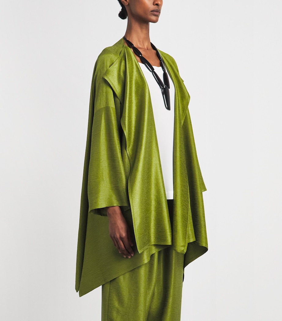 Eskandar Womens Silk Plissé Jacket Limedark Image 4