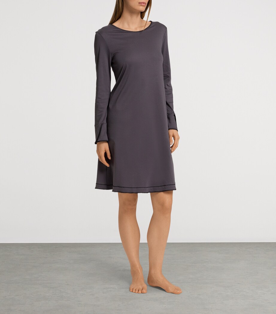 Cotton Long-Sleeve Una Nightdress BLACK PEARL Image 5