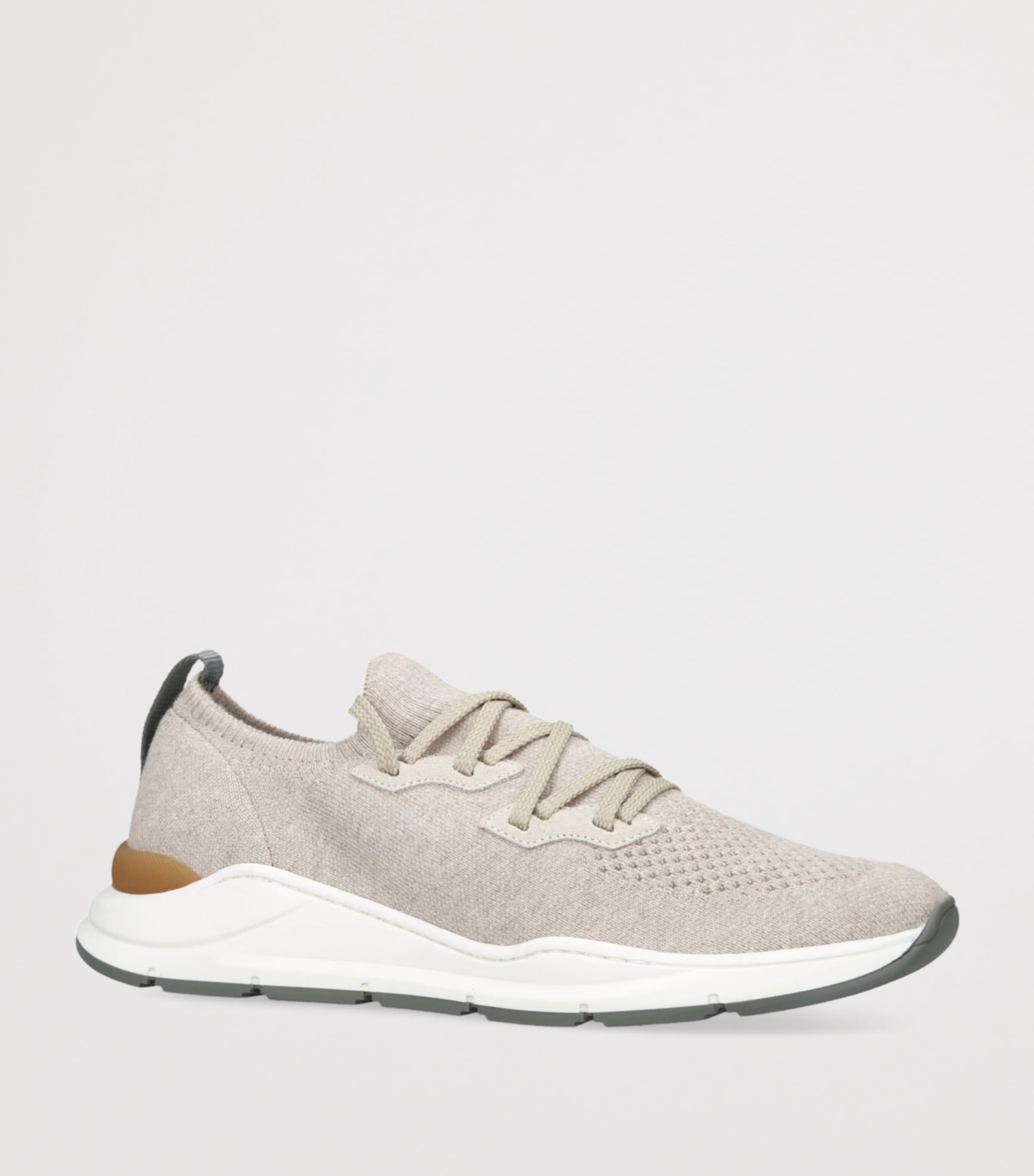 Cotton Knitted Runner Sneakers BEIGE Image 3