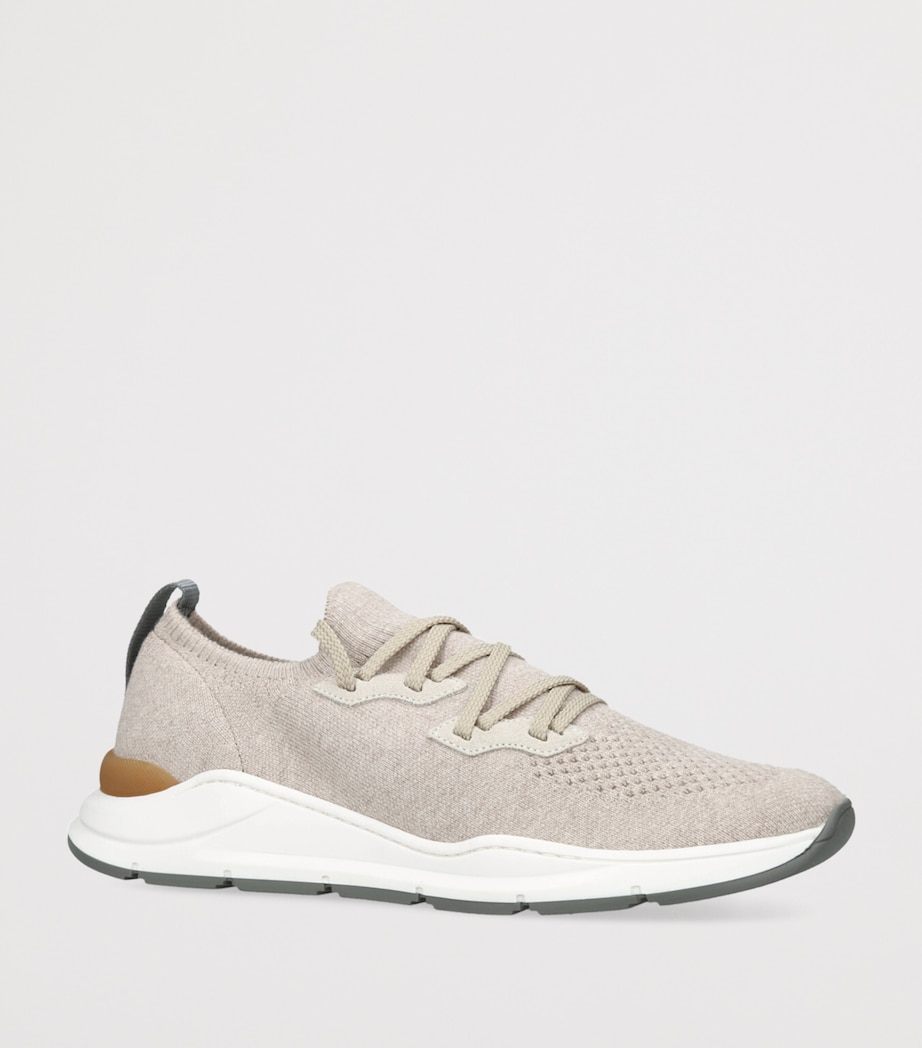 Cotton Knitted Runner Sneakers BEIGE Image 3