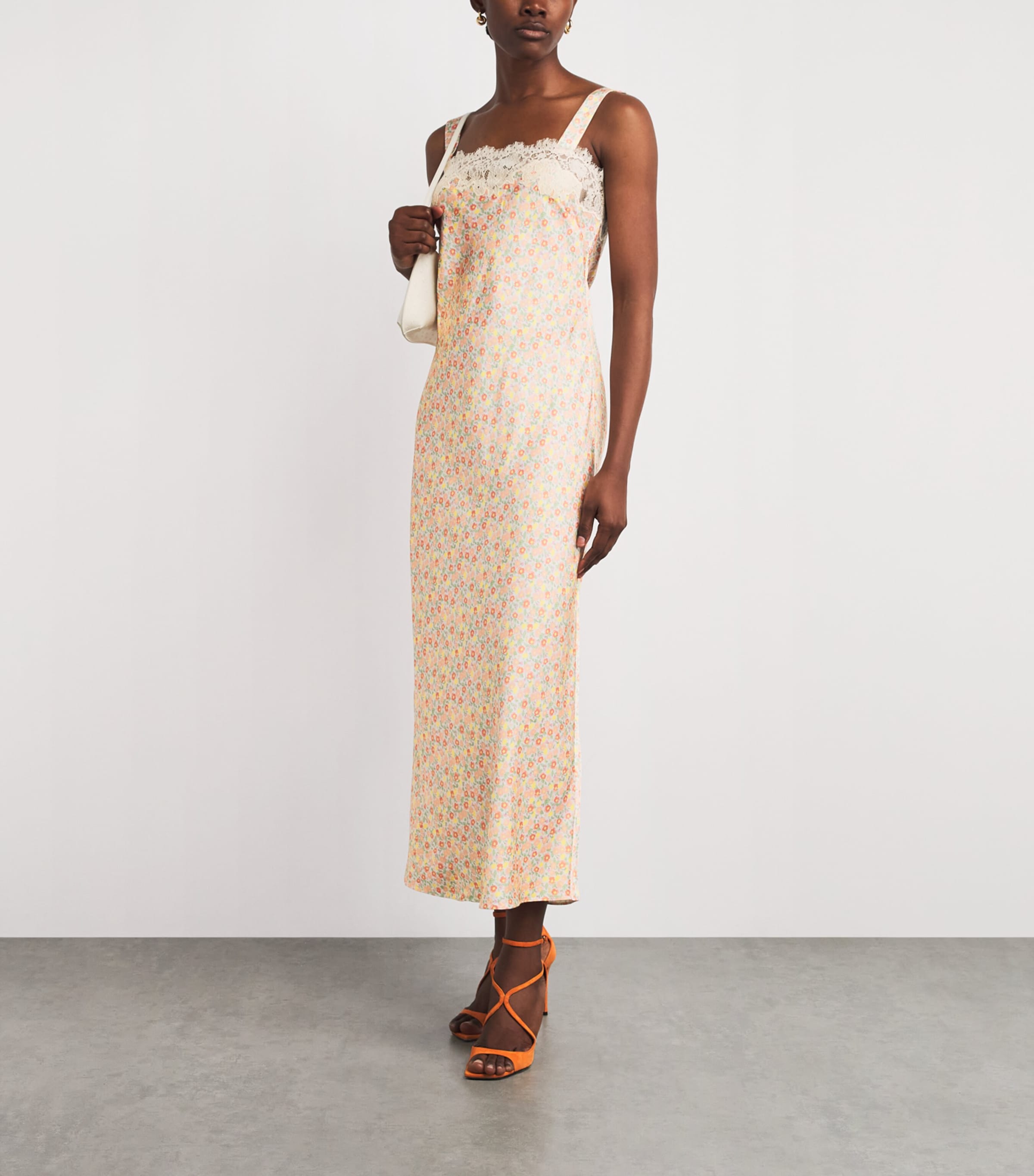Rixo Womens Lace-Trim Rosamarie Maxi Dress Katie Floral Cream Image 2