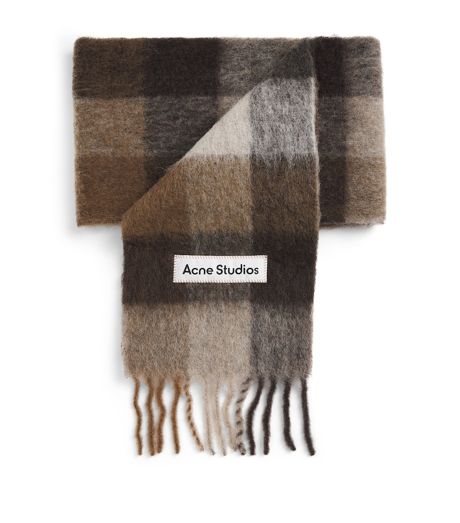Acne Studios Check Fringe Scarf Dark Brown/white Image 1