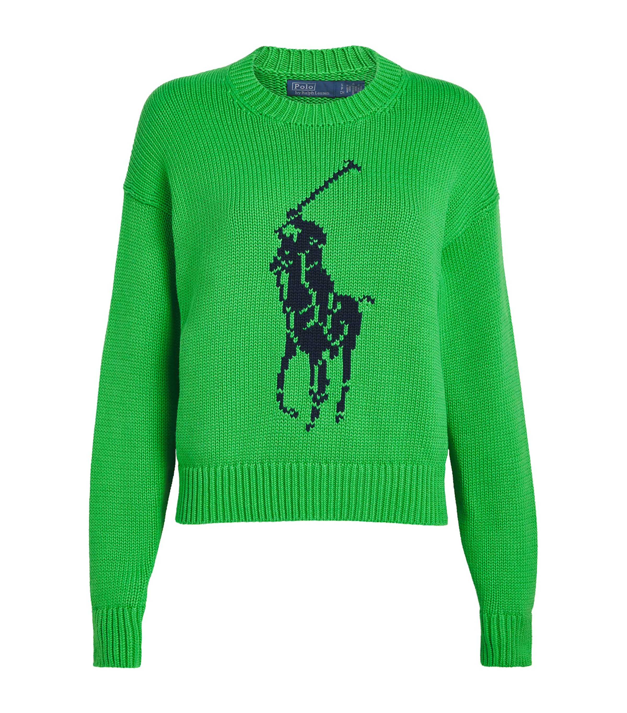 Polo Ralph Lauren Womens Cotton Big Pony Sweater Palm Green Image 1