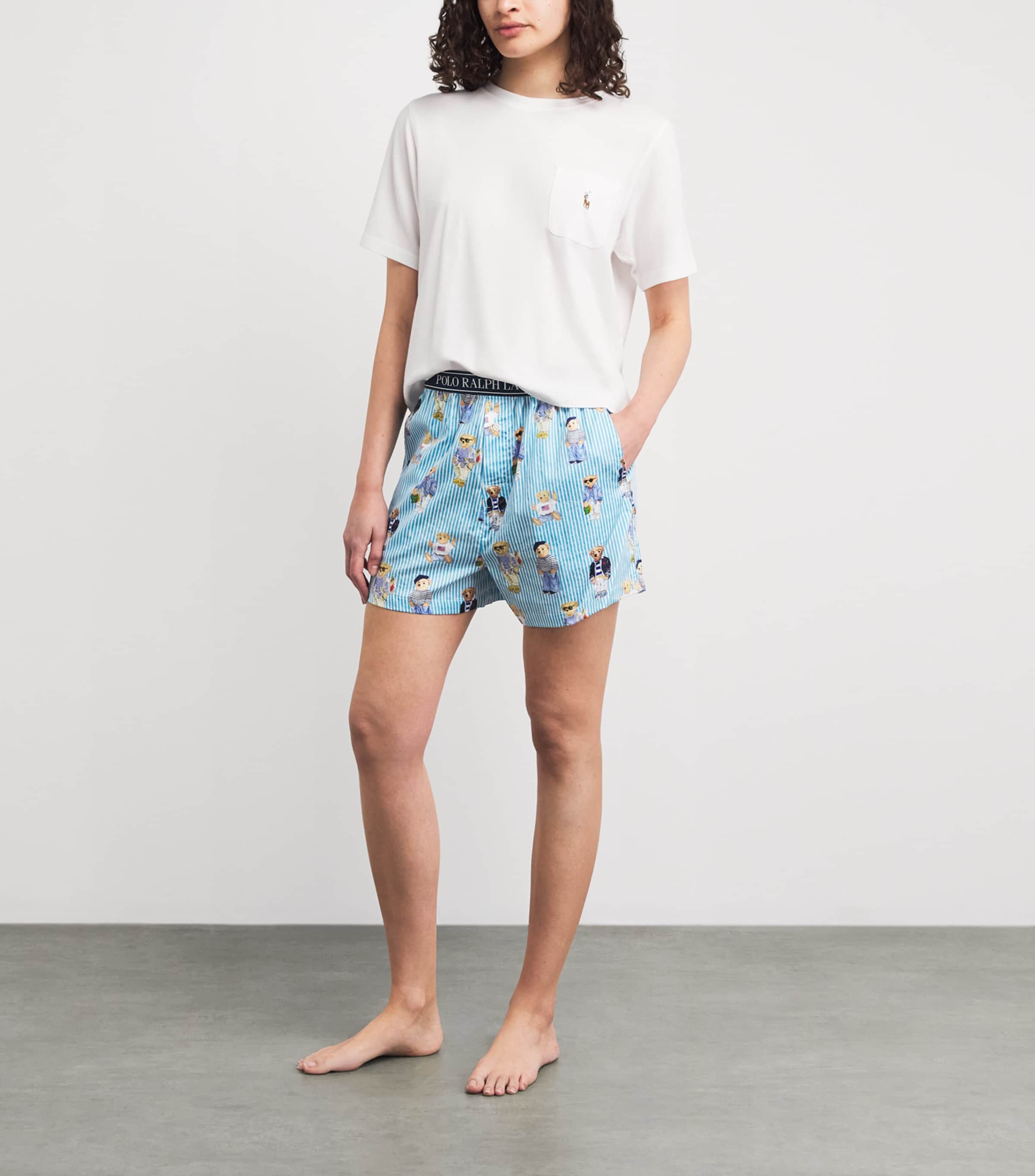 Polo Ralph Lauren Womens Cotton Polo Bear Logo Pyjama Shorts Agua Mist Bear Image 2