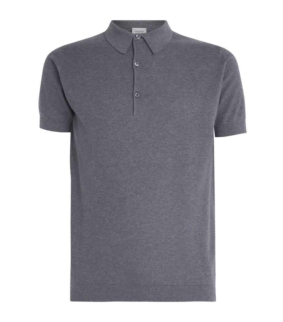 John Smedley Mens Sea Island Cotton Piqué Roth Polo Shirt Charcoal Image 1