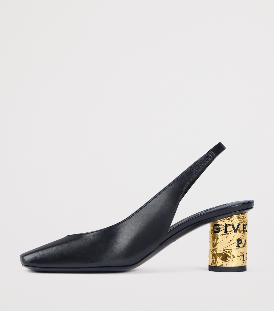 Leather Tape Slingback Pumps 65 BLACK Image 3