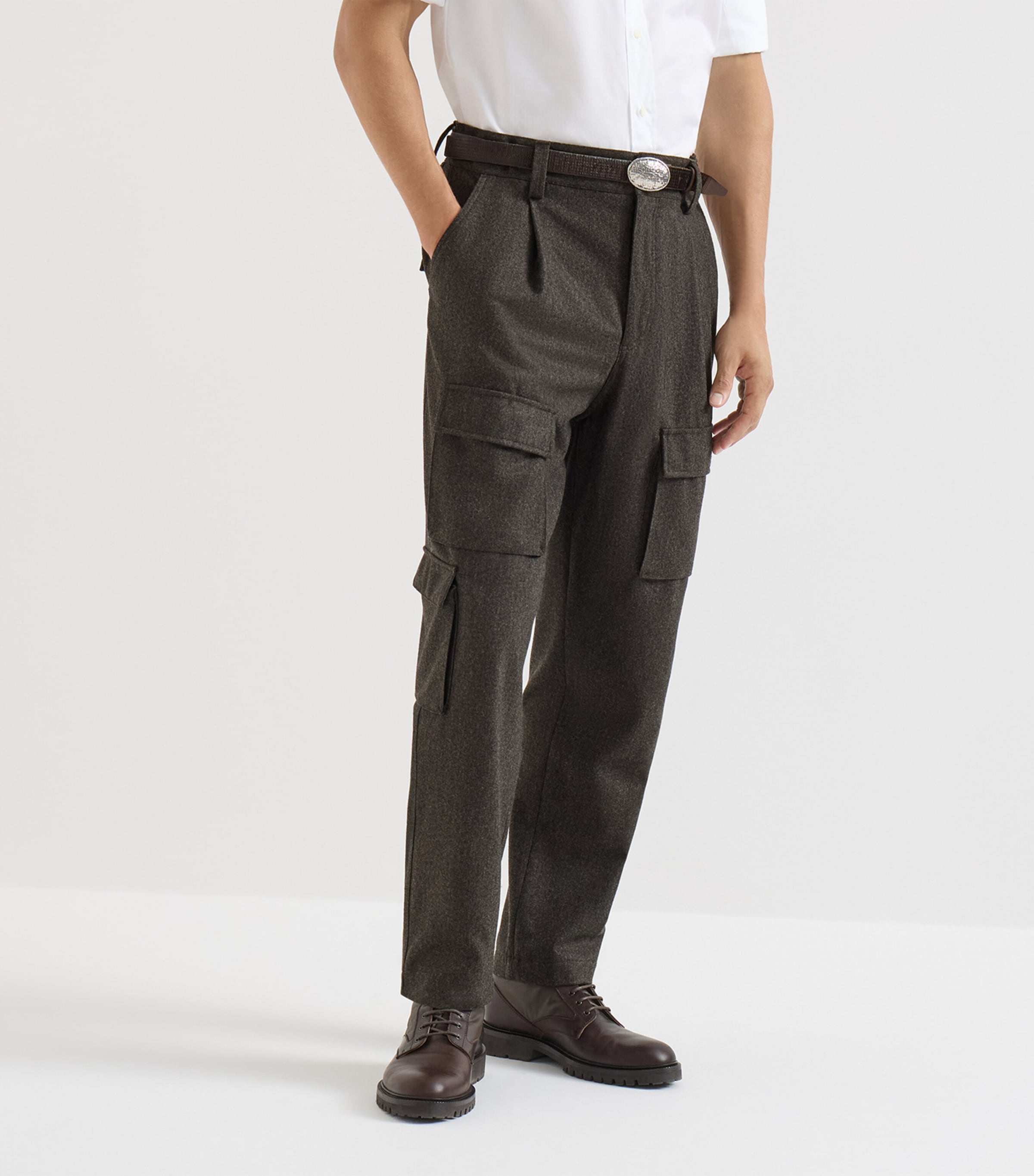Brunello Cucinelli Mens Virgin Wool Cargo Trousers Image 2