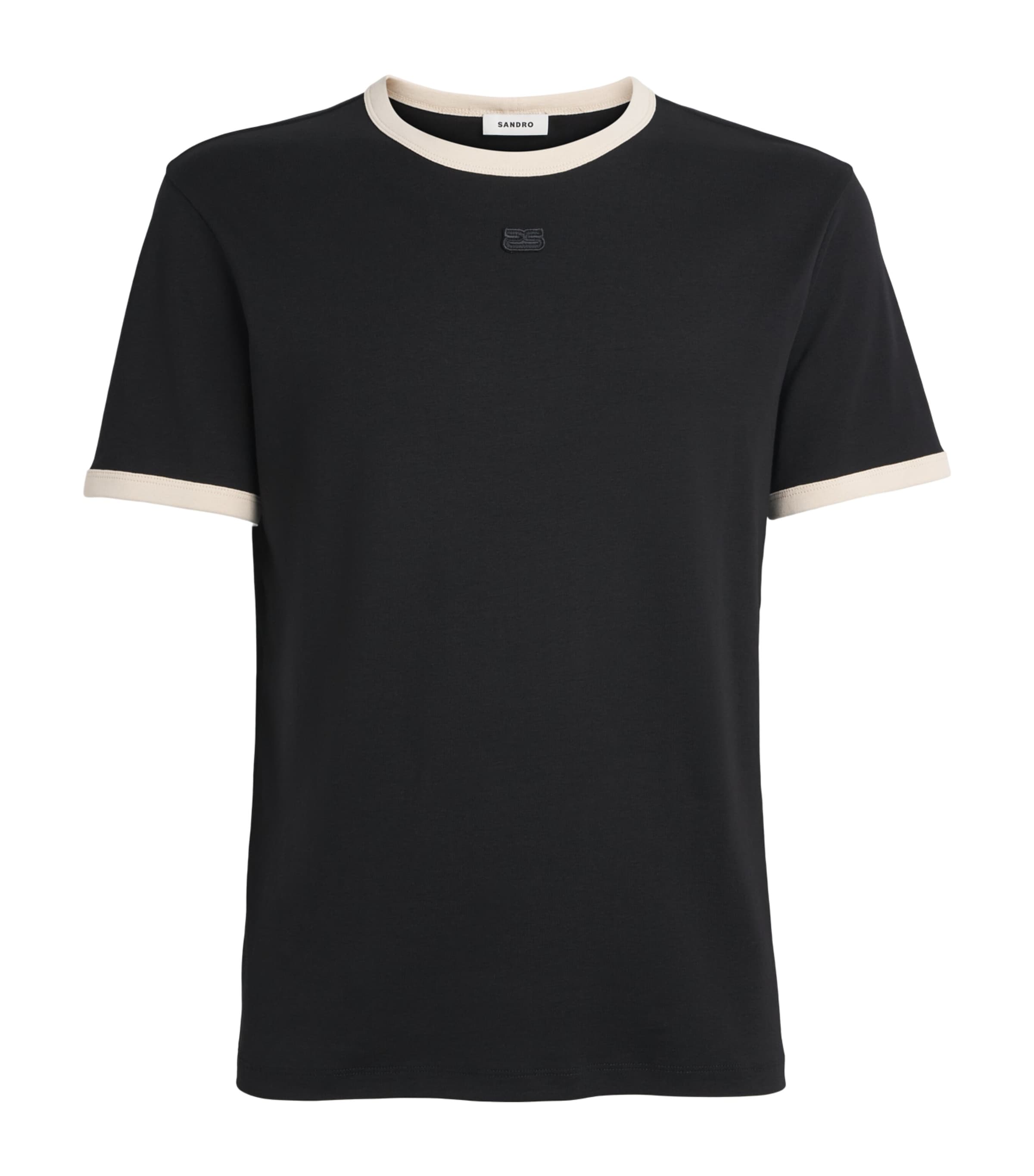 Sandro Paris Mens Cotton Retro Logo T-Shirt Black Image 1