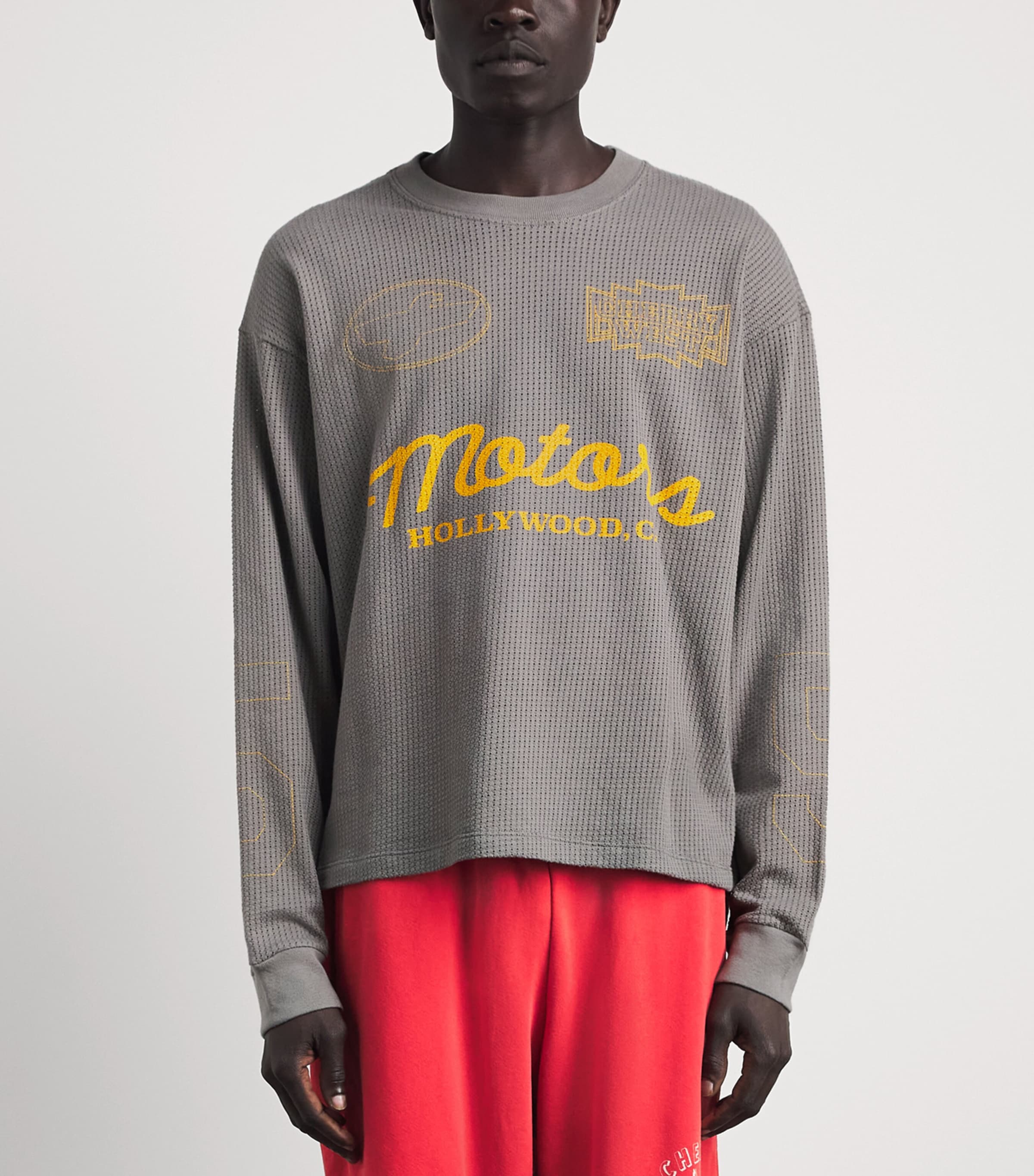 Cherry Los Angeles Mens Mesh Long-Sleeve Motors T-Shirt Charcoal Image 4