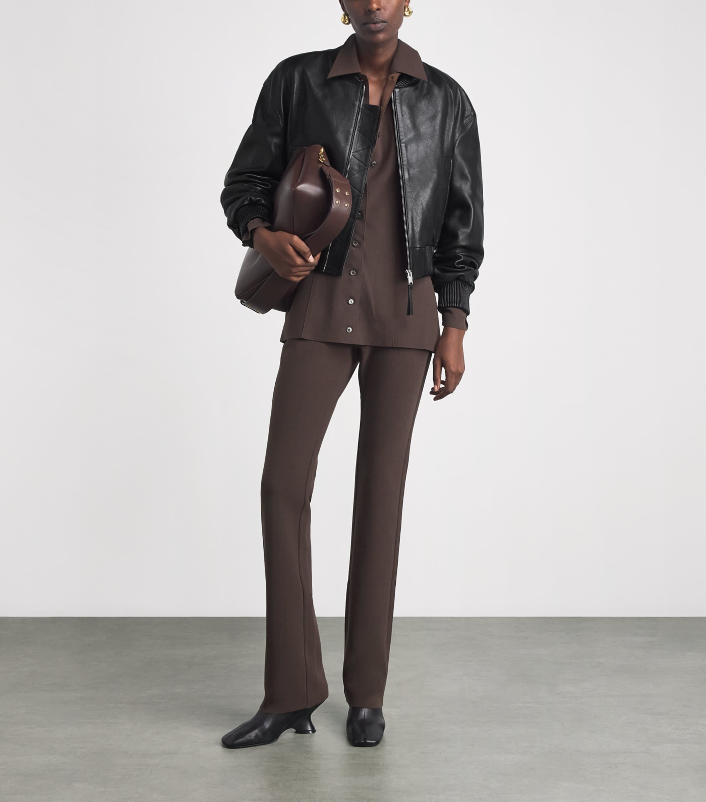 Arma Womens Hannah Leather Bomber Jacket Black Image 2