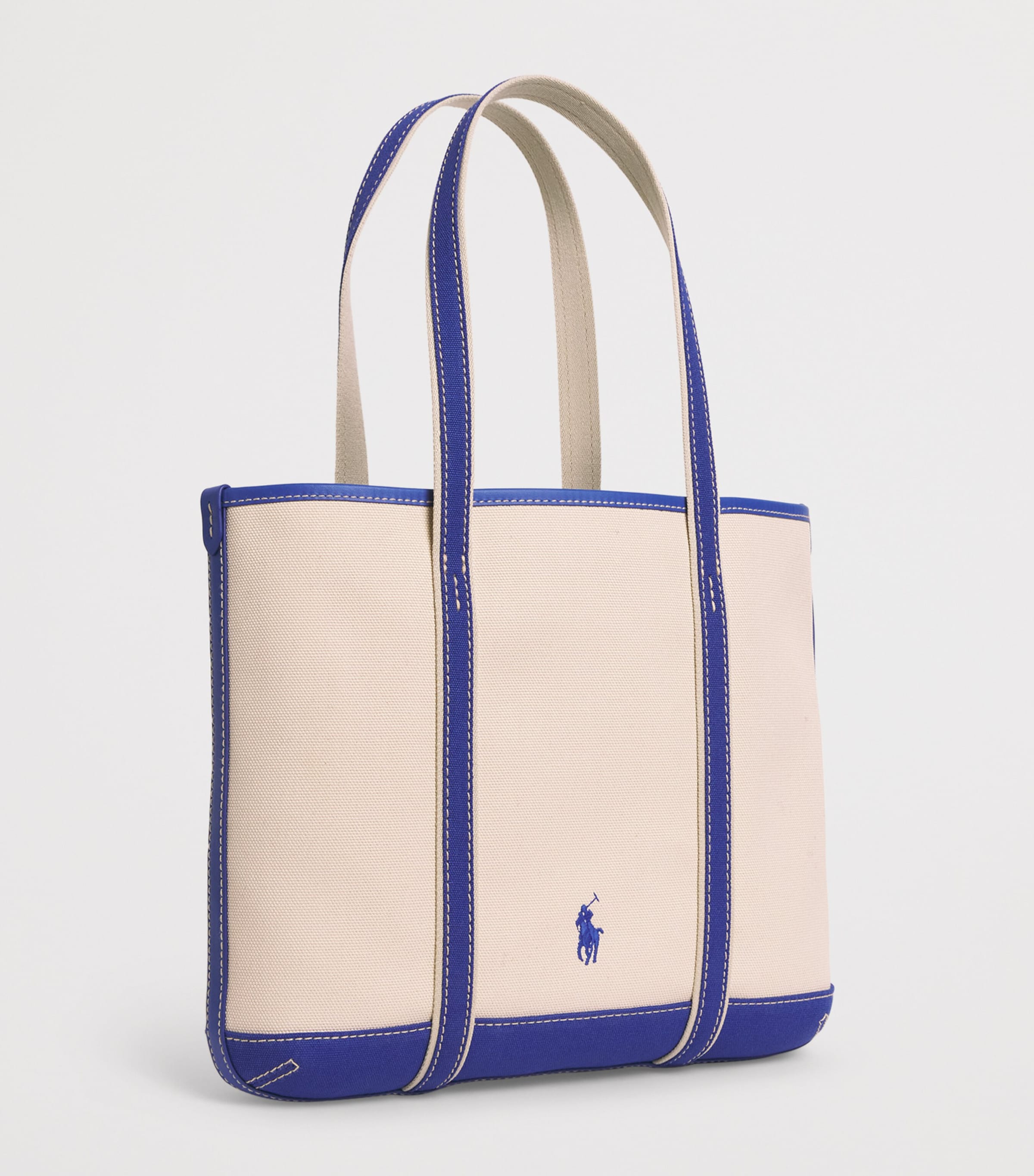 Small Canvas Polo Bear Tote Bag ECRU/ INDIGO SKY Image 3