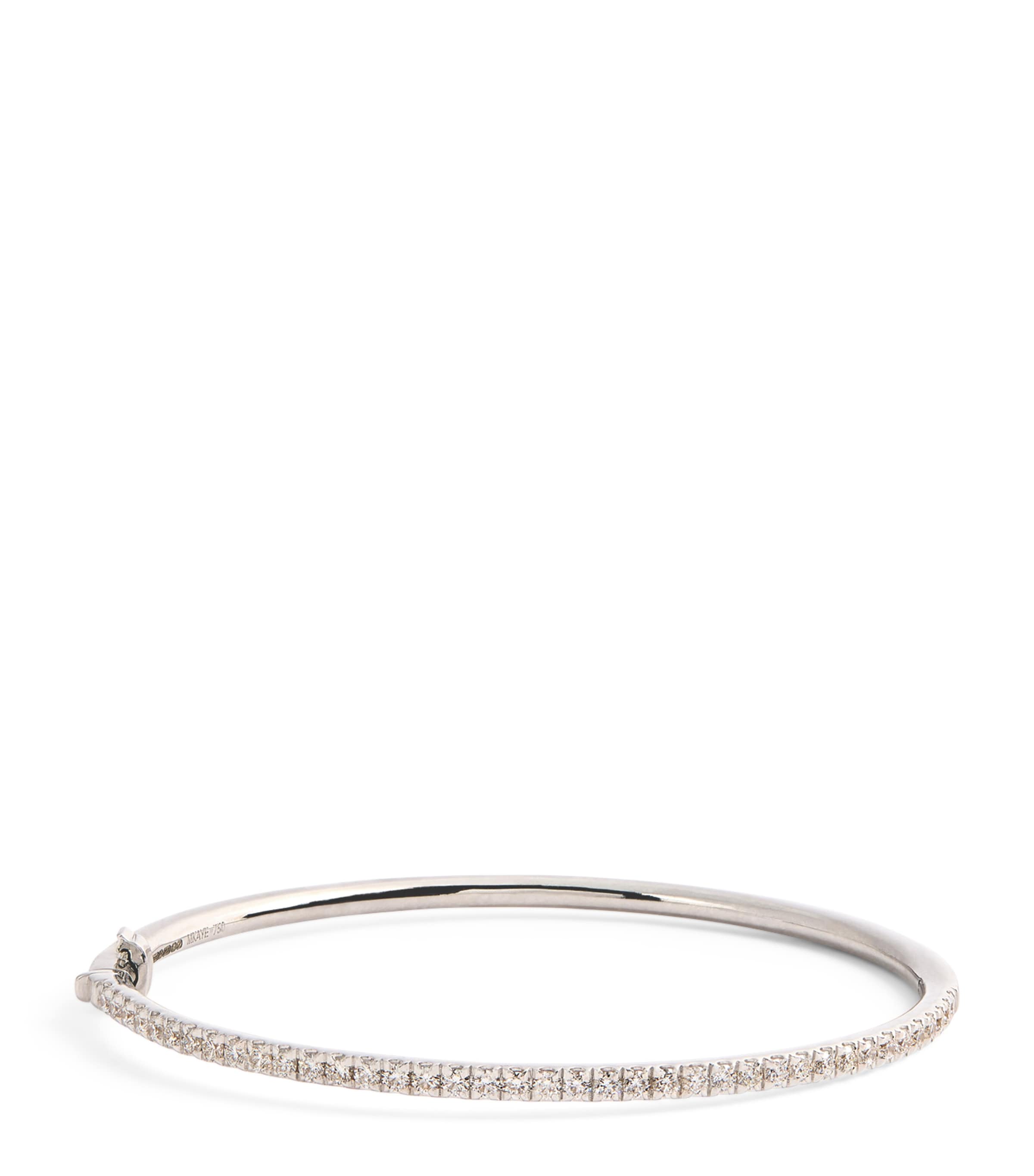 Melissa Kaye Small White Gold And Diamond Clara Bangle In Metallic