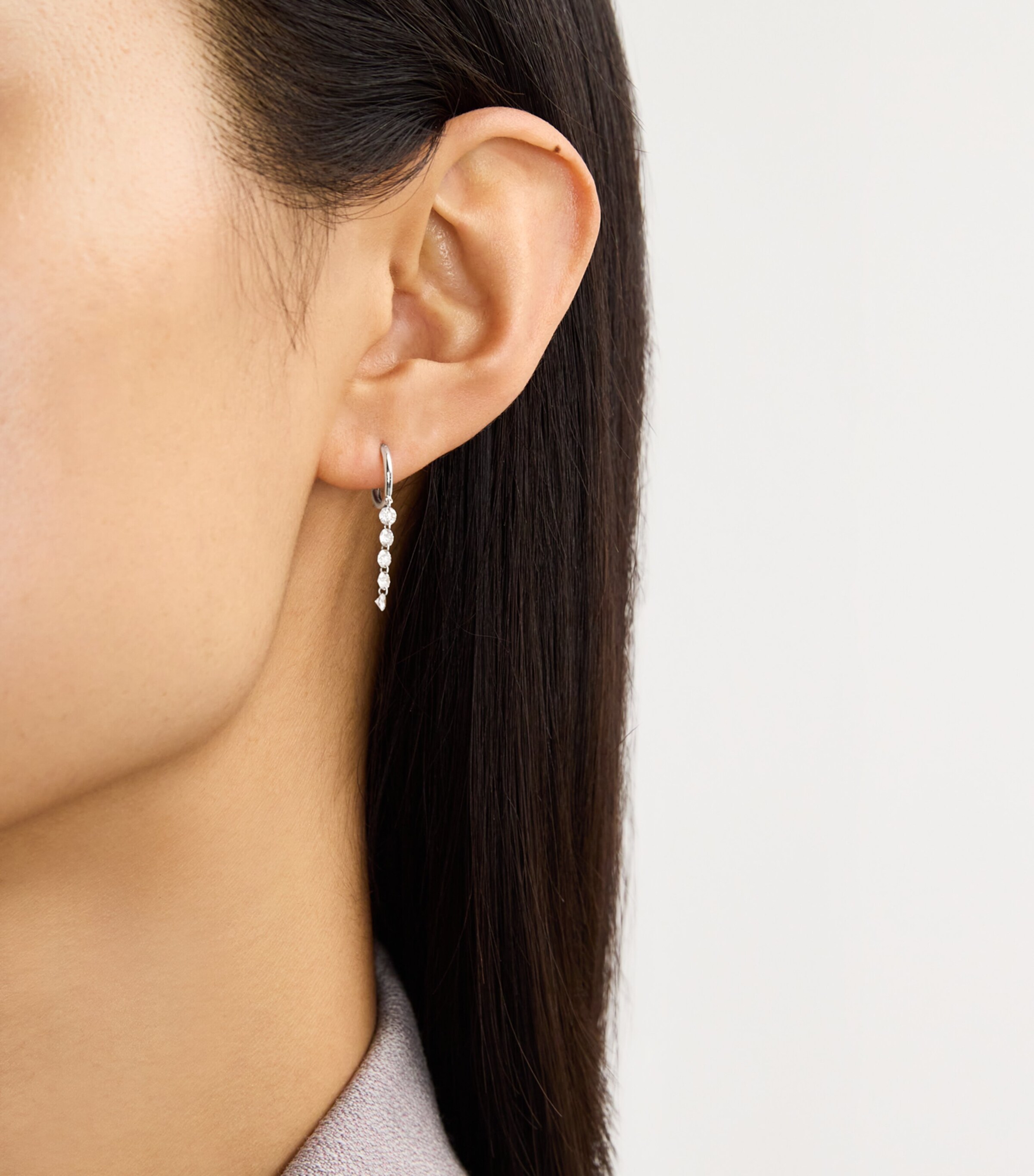 White Gold and Diamond Danaé Single Hoop Earring WHITE GOLD Image 5