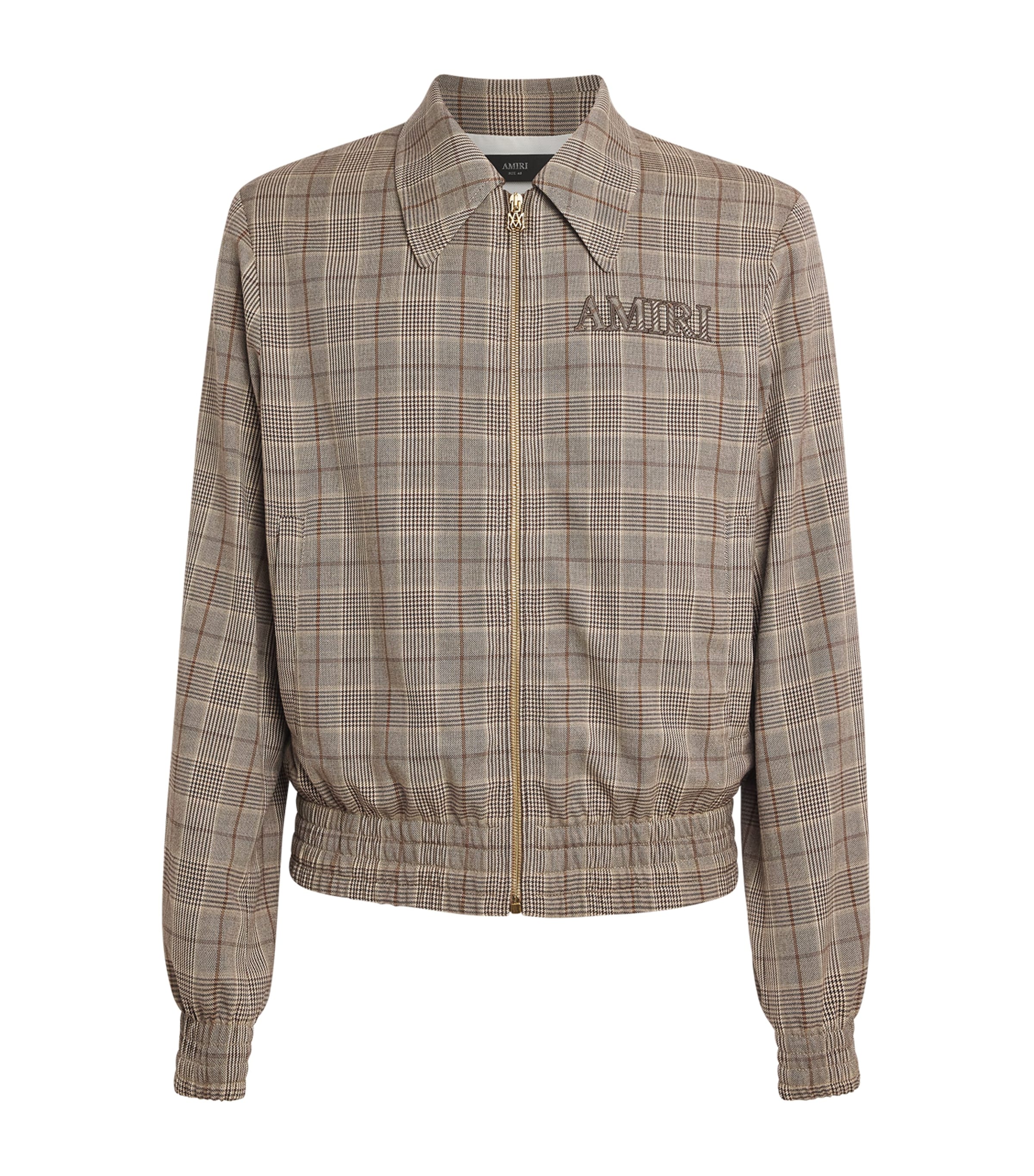 Amiri Check Bomber Jacket In Brown