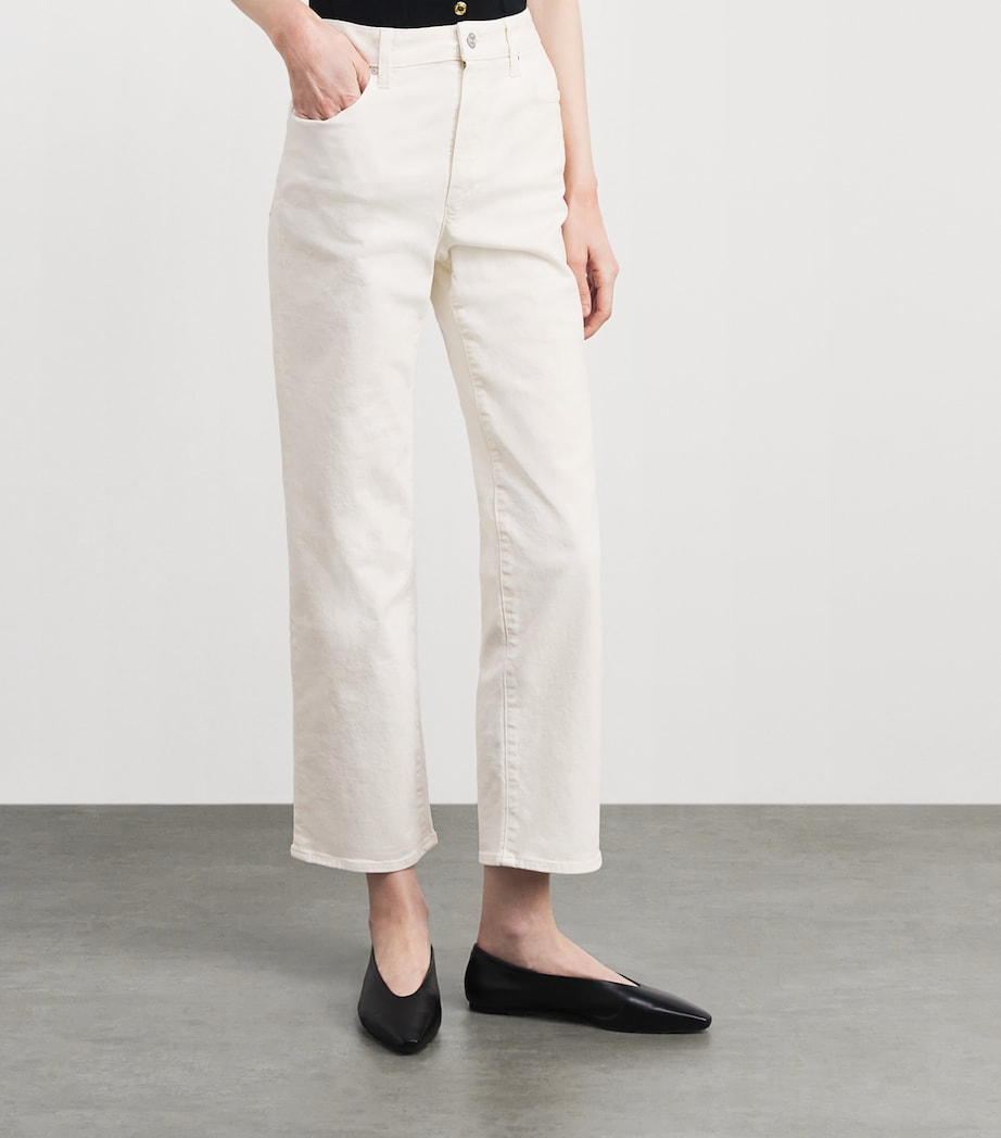 PAIGE Womens Stevie Straight Ankle Jeans Cream Cloud Image 4