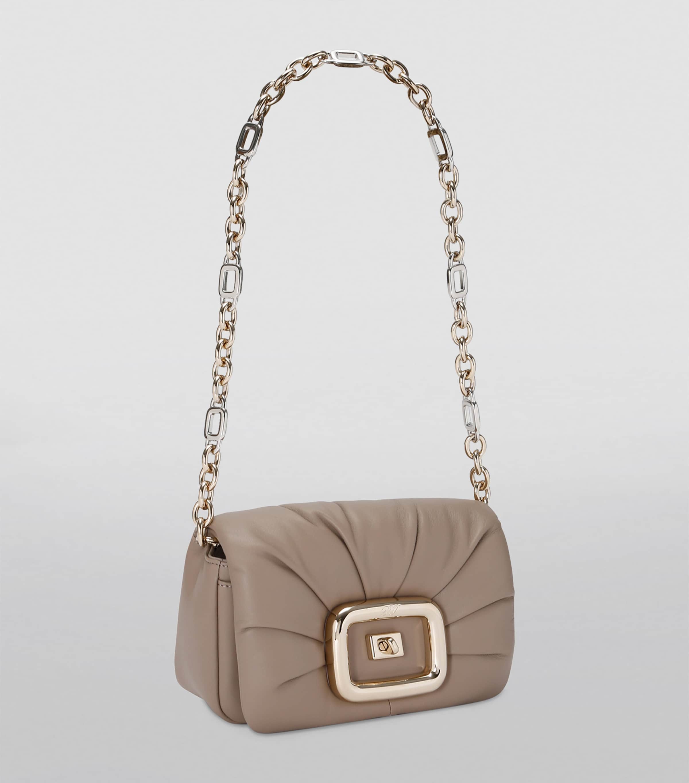 Roger Vivier Small Leather Viv Choc Me Shoulder Bag Mid Brown Image 3
