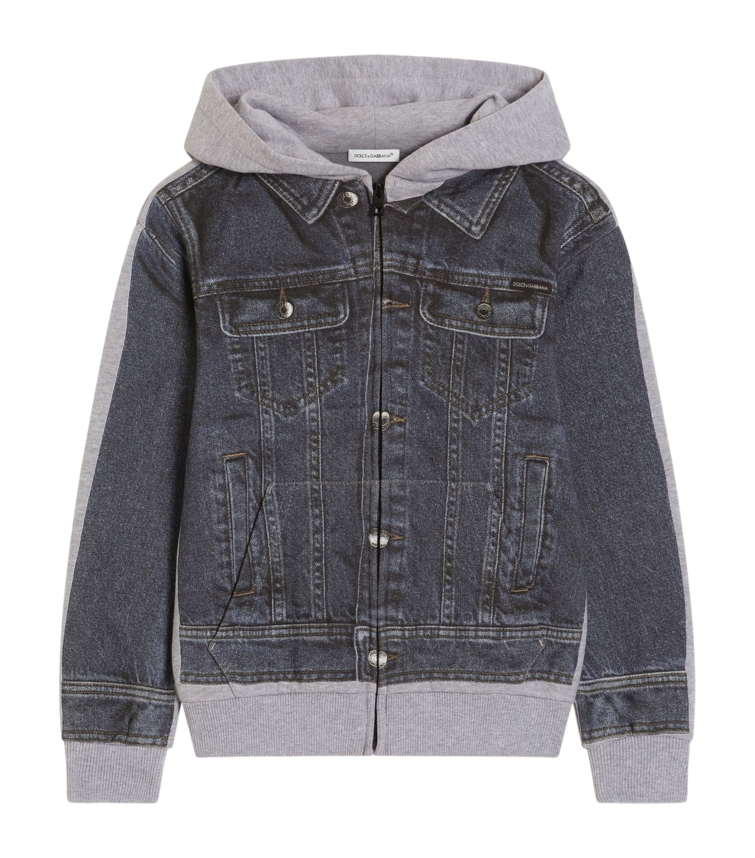 Dolce&Gabbana Kids Denim Print Zip-Up Hoodie (8-12+ Years) Combined Colou Image 1