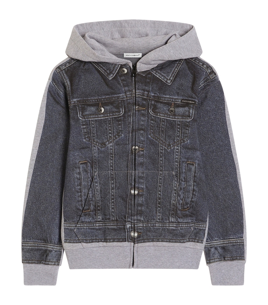 Dolce&Gabbana Kids Denim Print Zip-Up Hoodie (8-12+ Years) Combined Colou Image 1