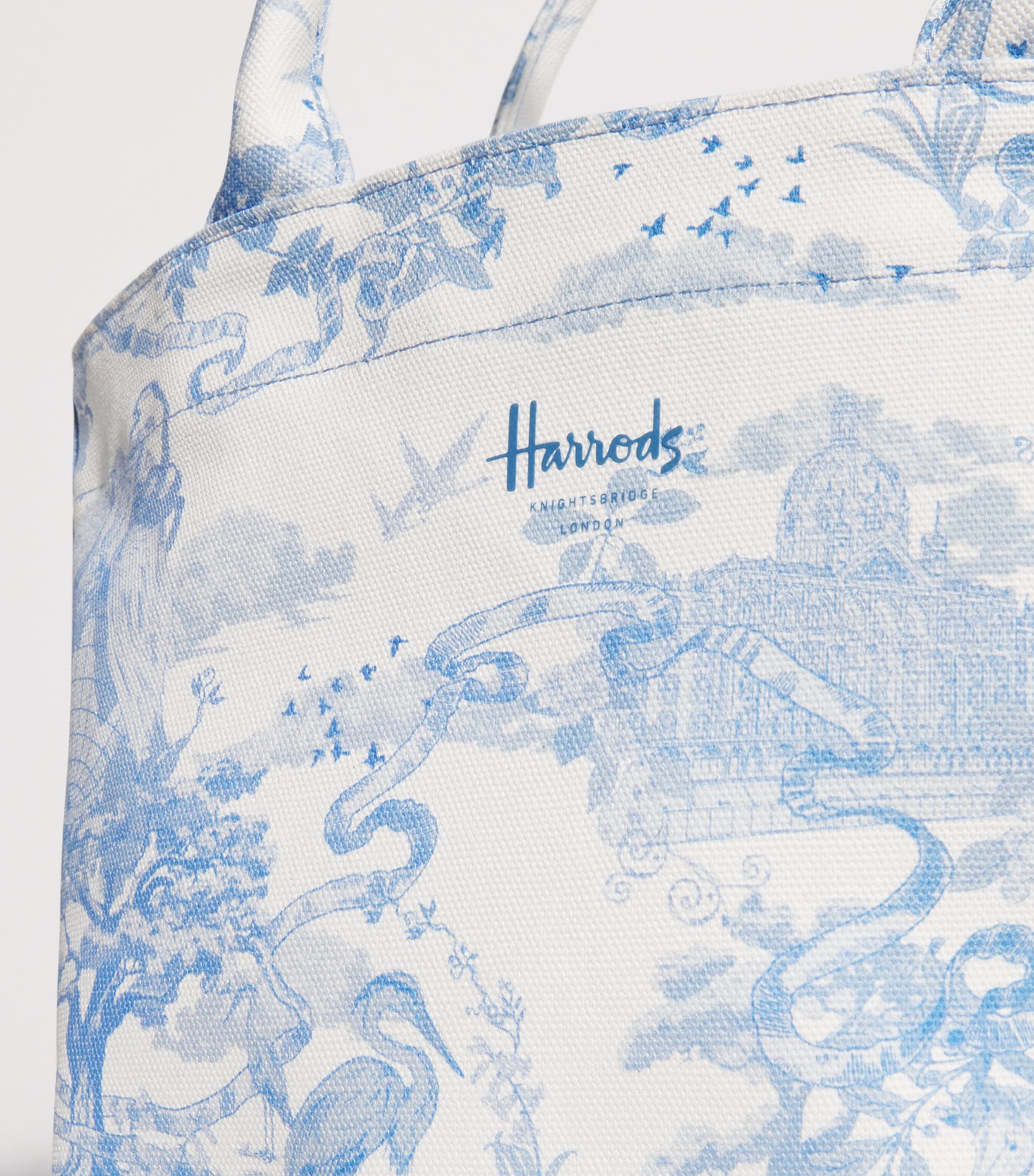 Harrods Small Toile Print Tote Bag Blue Image 3