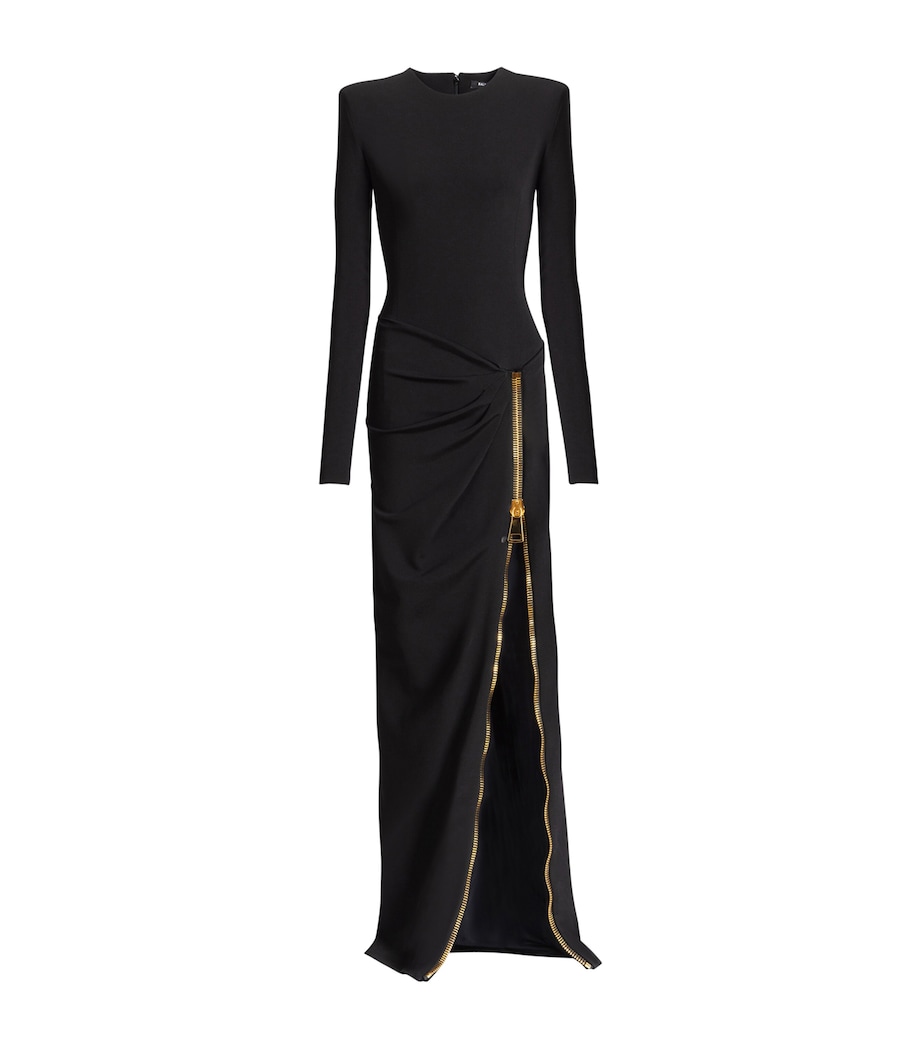 Balmain Womens Zip Slit Dress Noir Image 1