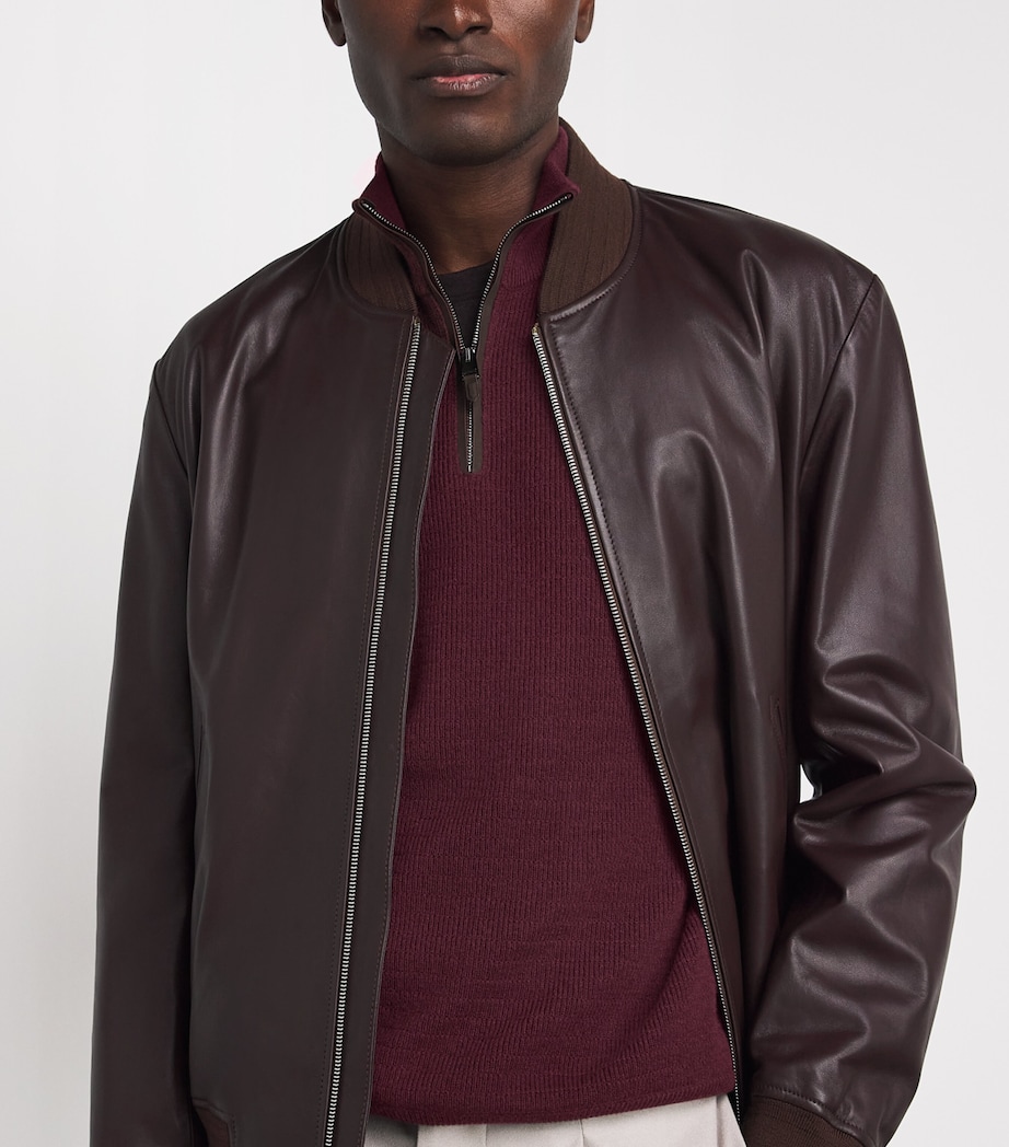 Canali Mens Virgin Wool-Cashmere Quarter-Zip Sweater Red Image 3