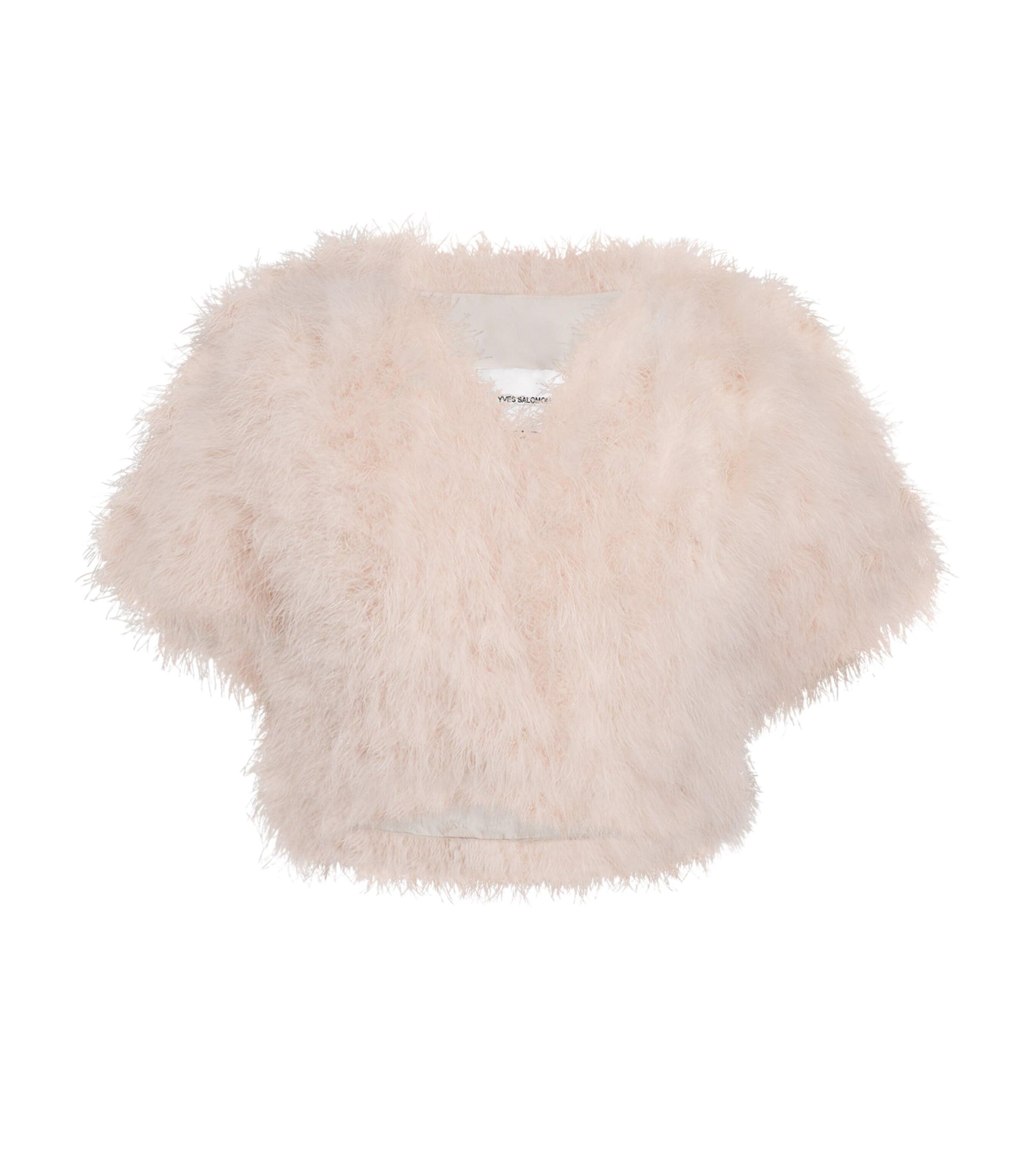 Yves Salomon Womens Feather Cropped Cape Image 1