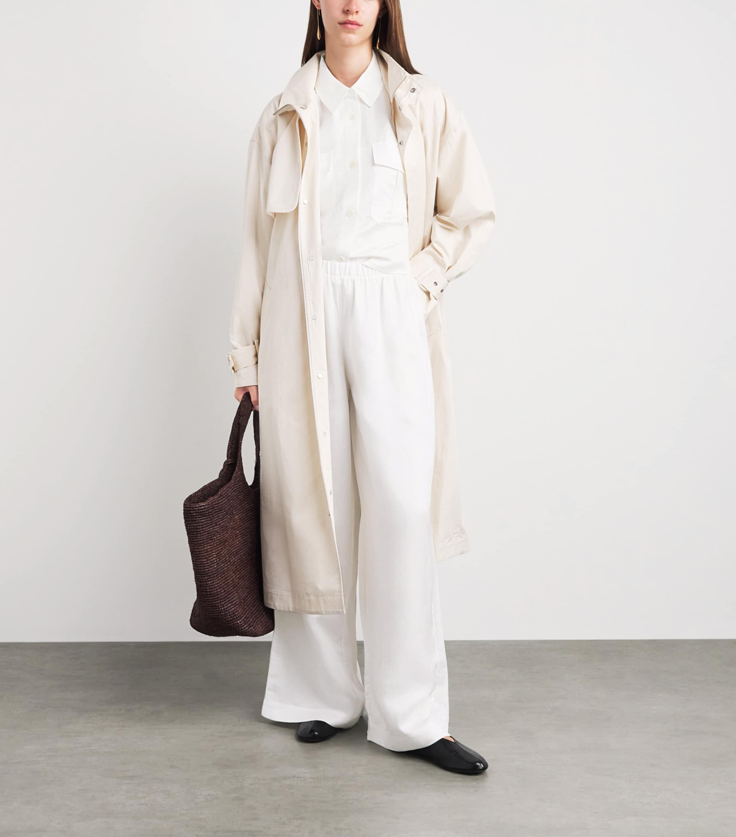 ANINE BING Womens Edith Cropped Shirt Ivory Image 2
