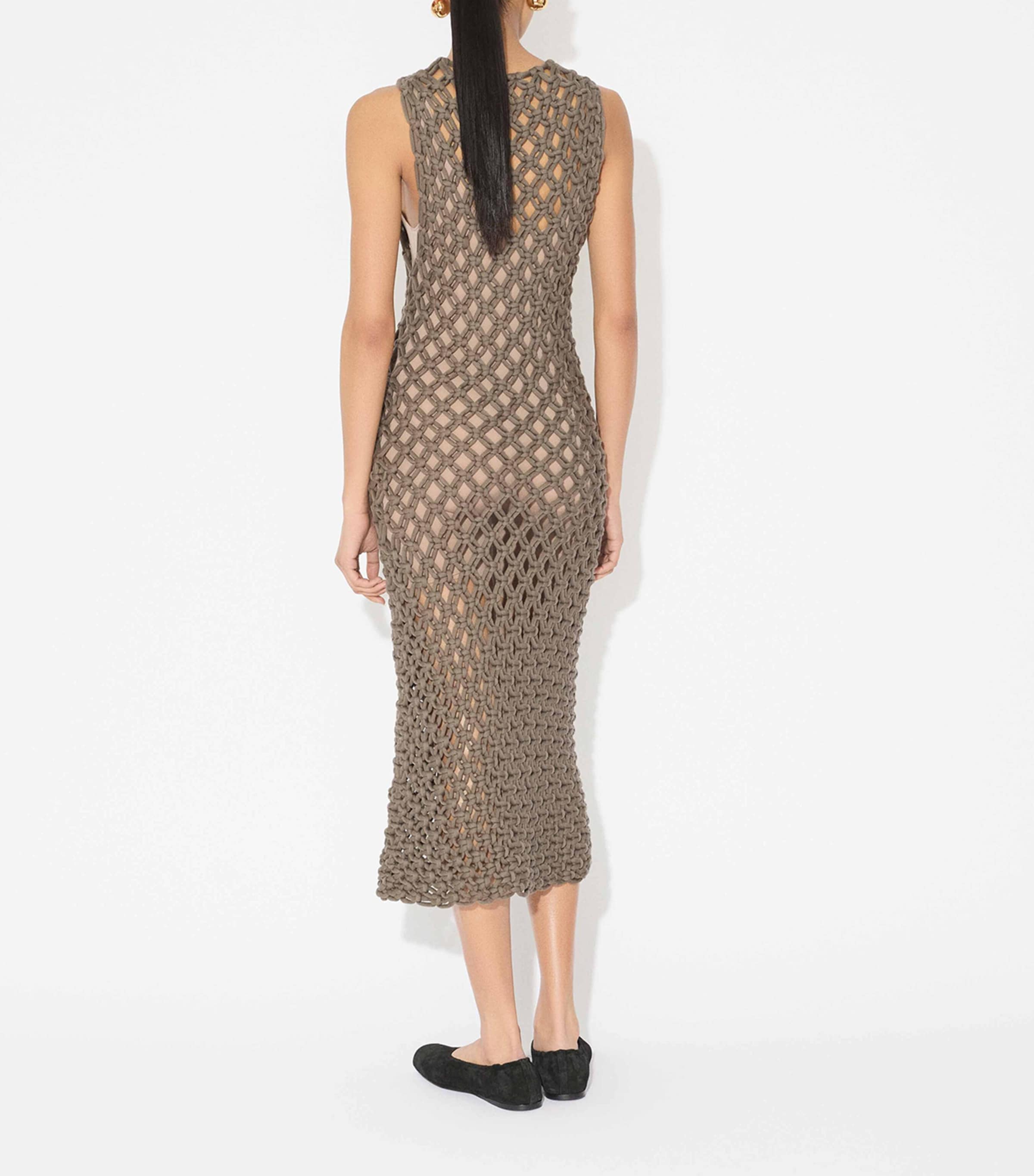 Cotton-Blend Midi Dress GRIS TAUPE Image 3