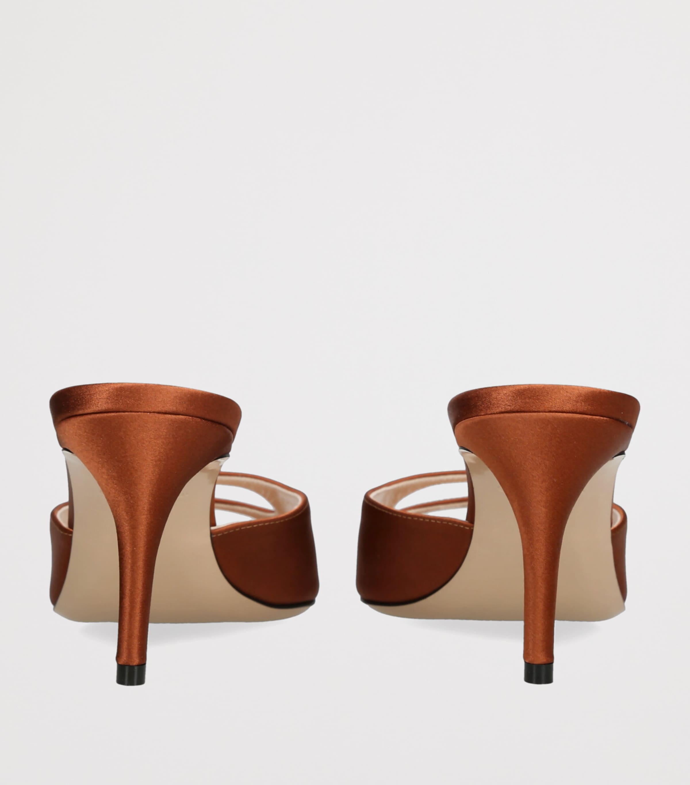 Andrea Wazen Satin Carol Heeled Mules 75 Brown Image 4