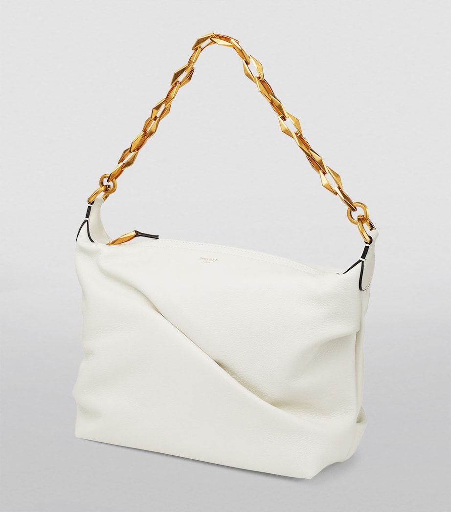 Leather Diamond Shoulder Bag LATTE/GOLD Image 3