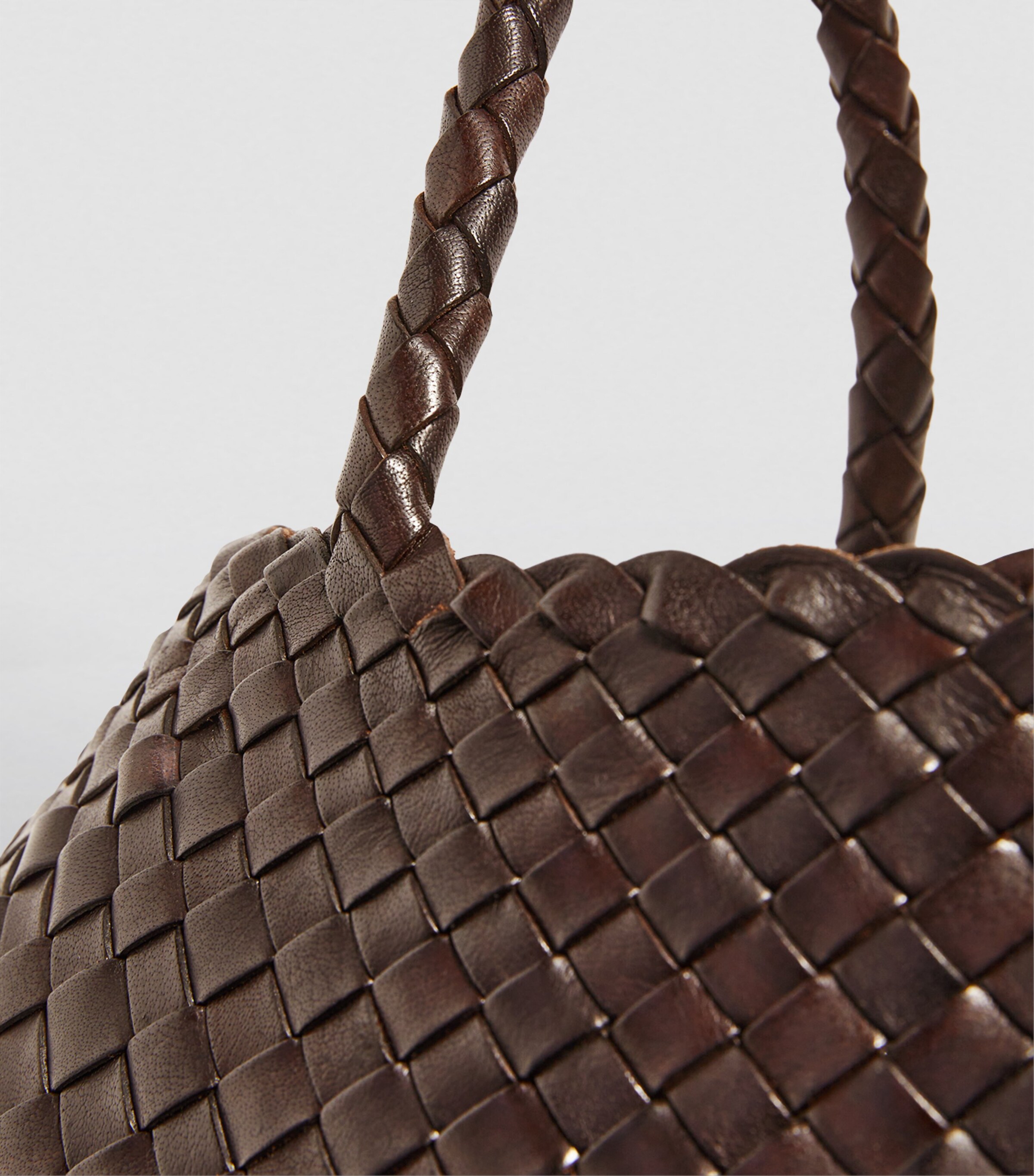 DRAGON DIFFUSION Brown Large Leather Woven Santa Croce Tote