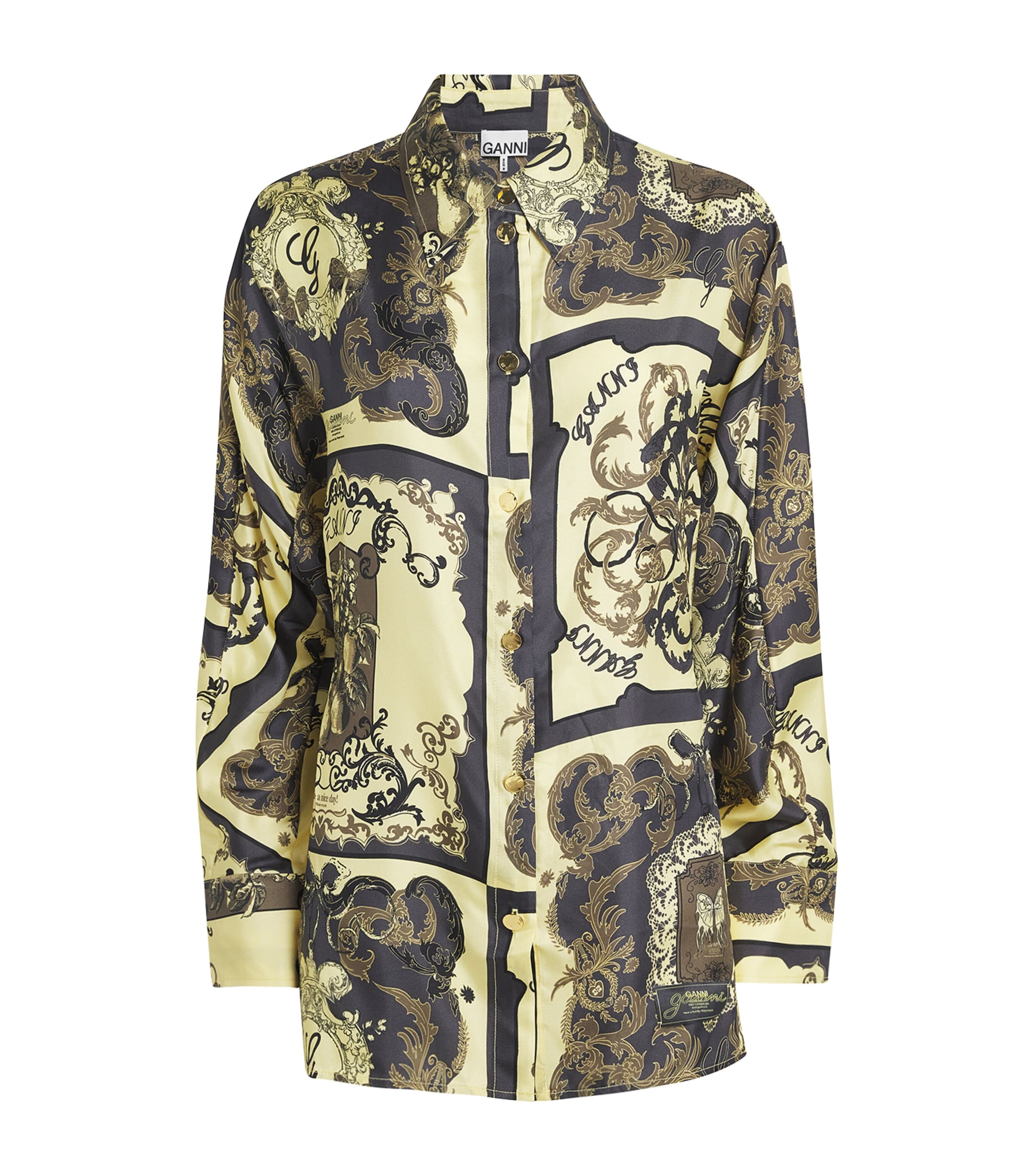 GANNI Silk Ornate Print Shirt | Women Clothing | Tops | Workwear | Designers | Ganni