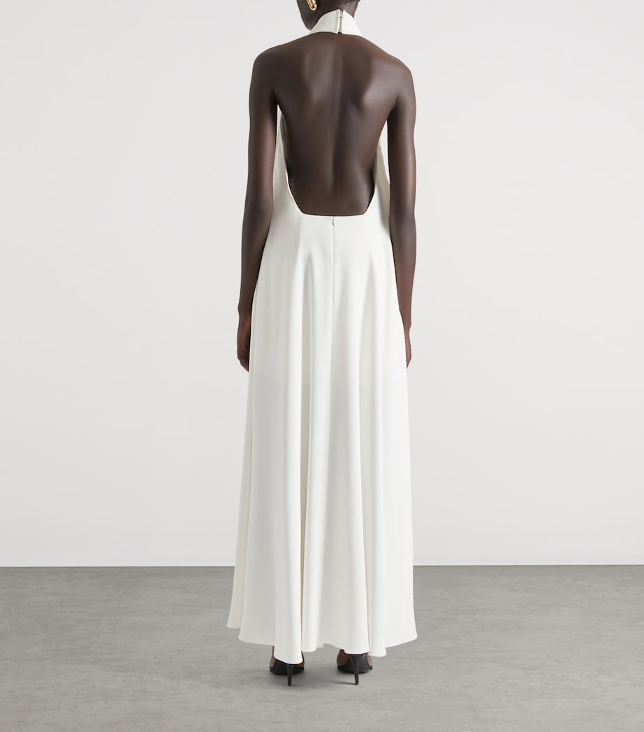 Crepe Halterneck Maxi Dress IVORY Image 3