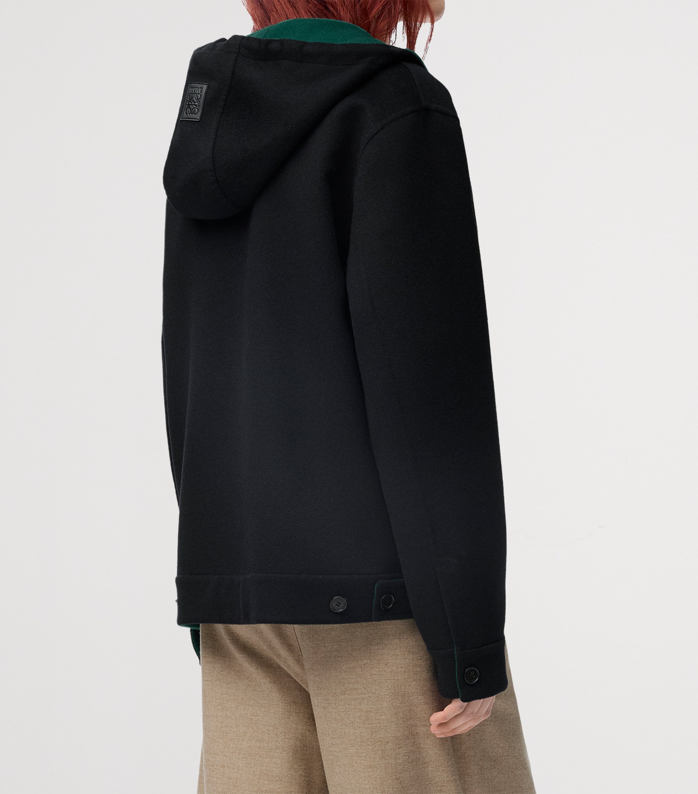 Wool-Cashmere Hooded Jacket BLACK/GREEN Image 3